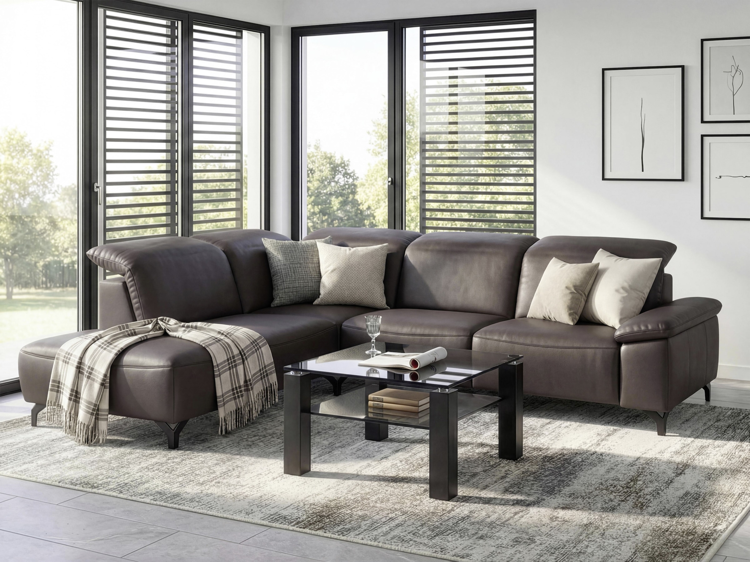 Musterring Ecksofa "MR370" Edles Leder in 3 Farben, Sitzkomfort nach Wahl, Maße 288 x 241 cm