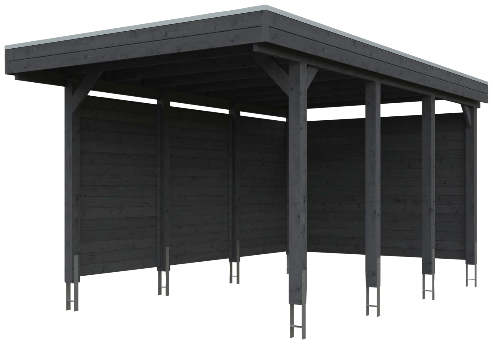 Skanholz Einzelcarport "Friesland Set 1" Massivholz 270 cm dunkelgrau