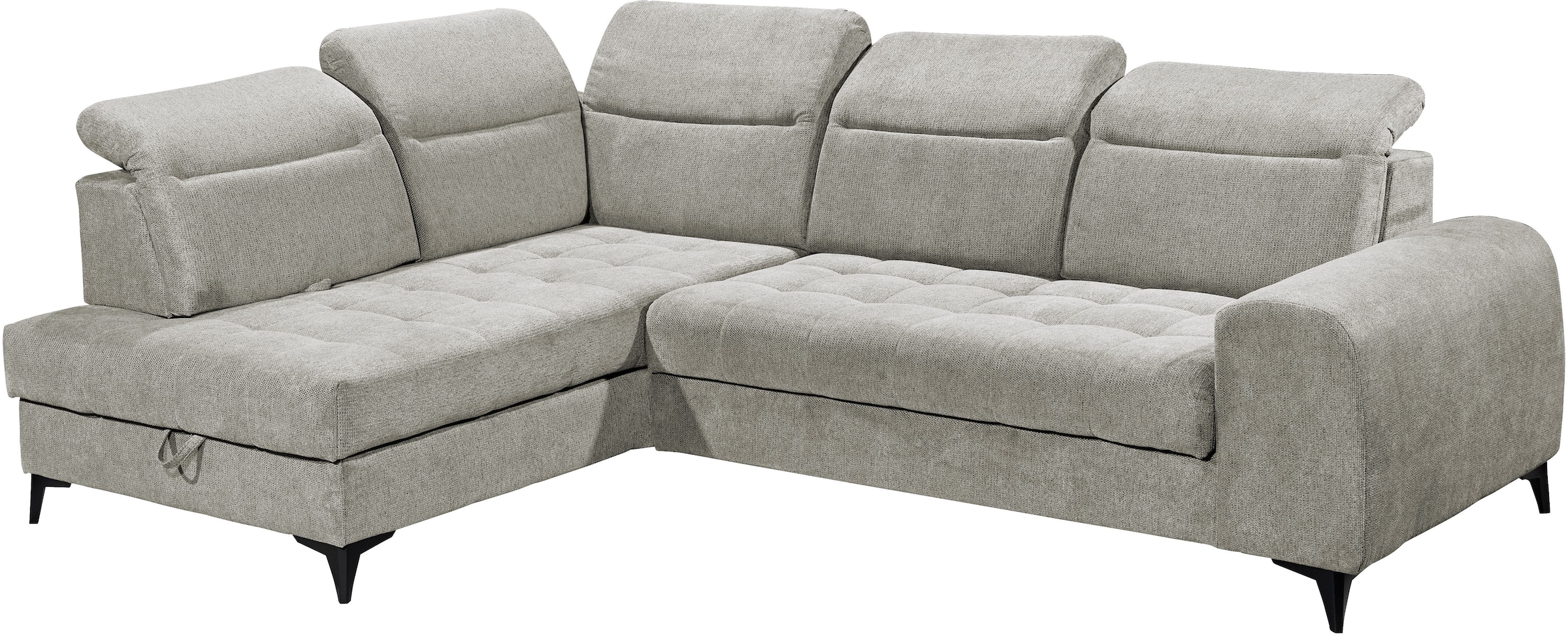 ED EXCITING DESIGN Ecksofa »Rockdale L-Form mit Bettfunktion, Bettkasten«, Kopfteilverstellung, Sitztiefenverstellung & USB-Port
