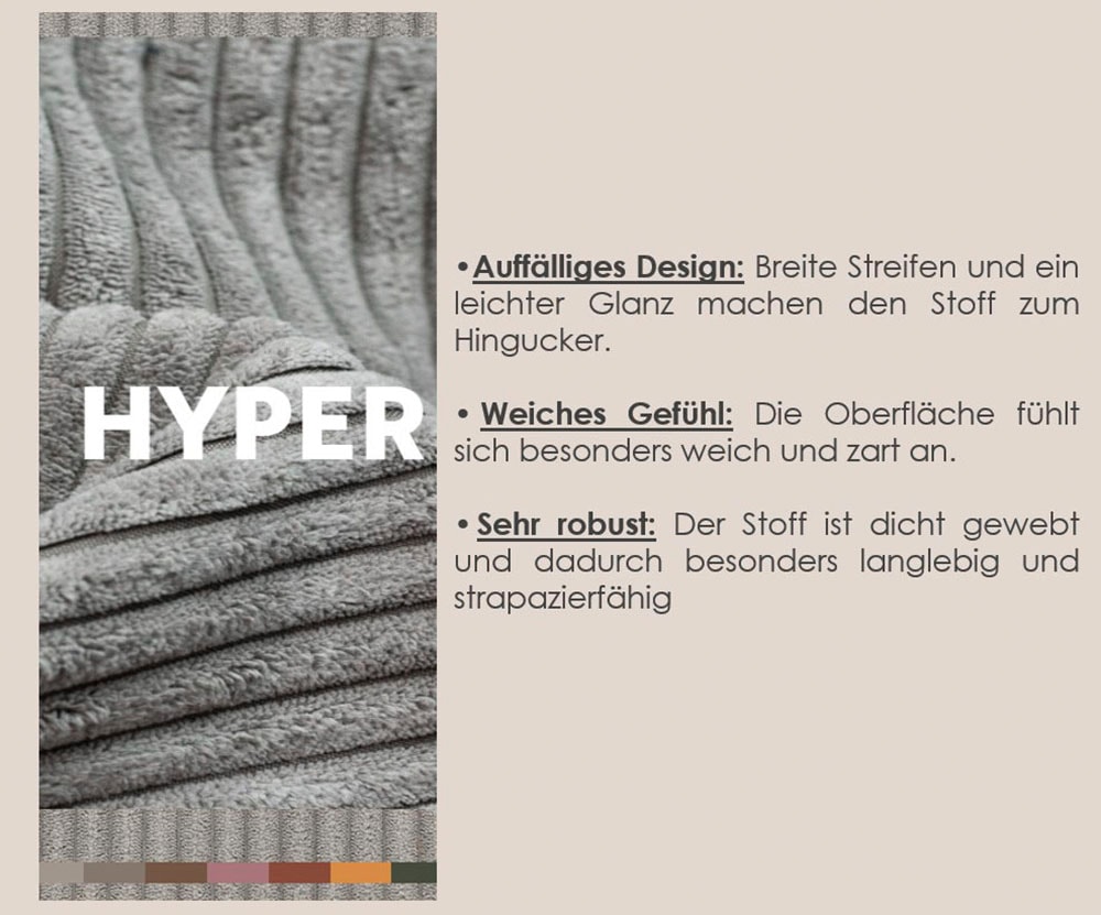 Home affaire Wohnlandschaft »Booster Couch wahlweise mit Schlaffunktion und Bettkasten-auch in Cord«, Sofa in U-Form, Breite 305 cm