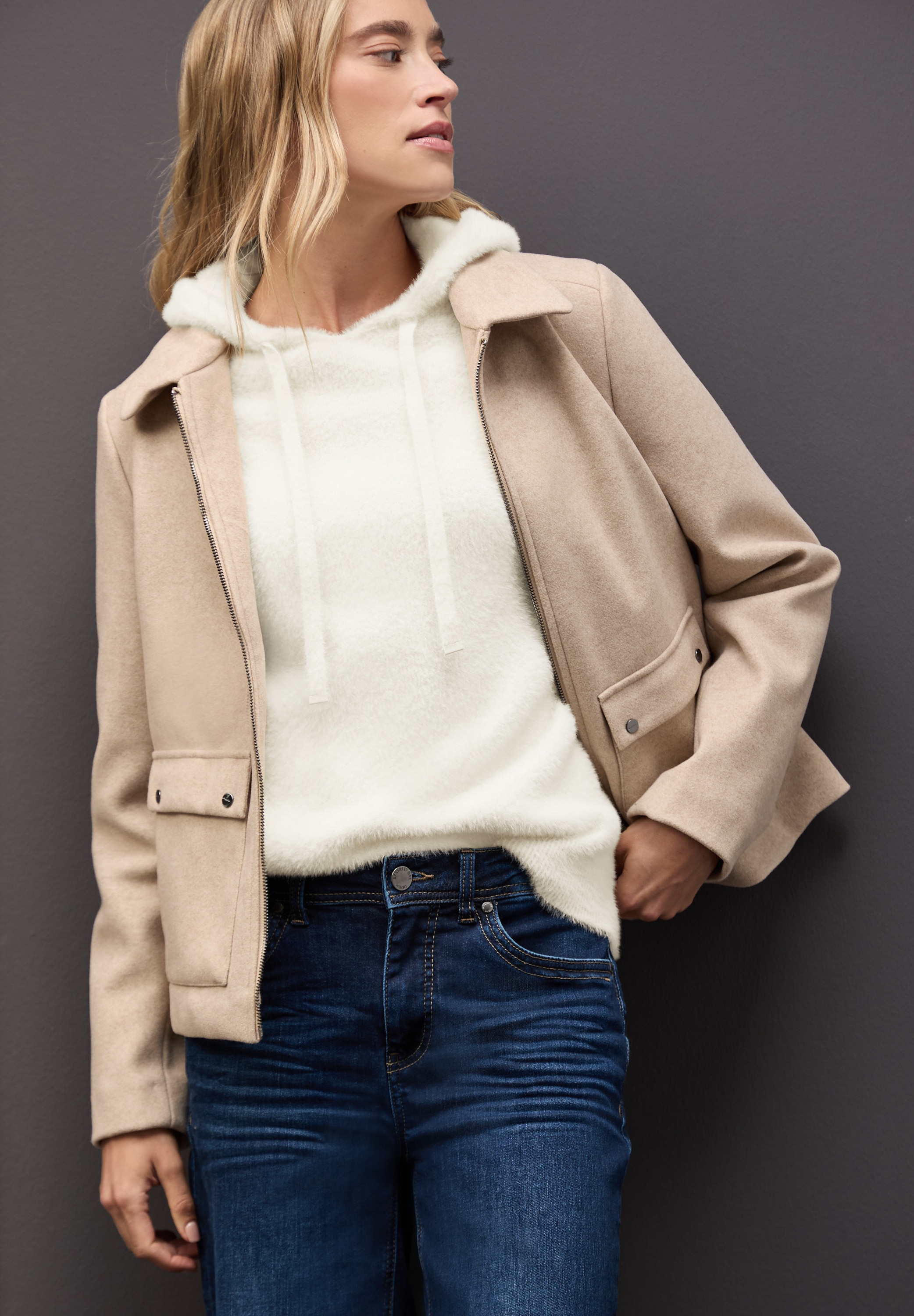 STREET ONE Kapuzenpullover aus softer Federgarn-Qualität