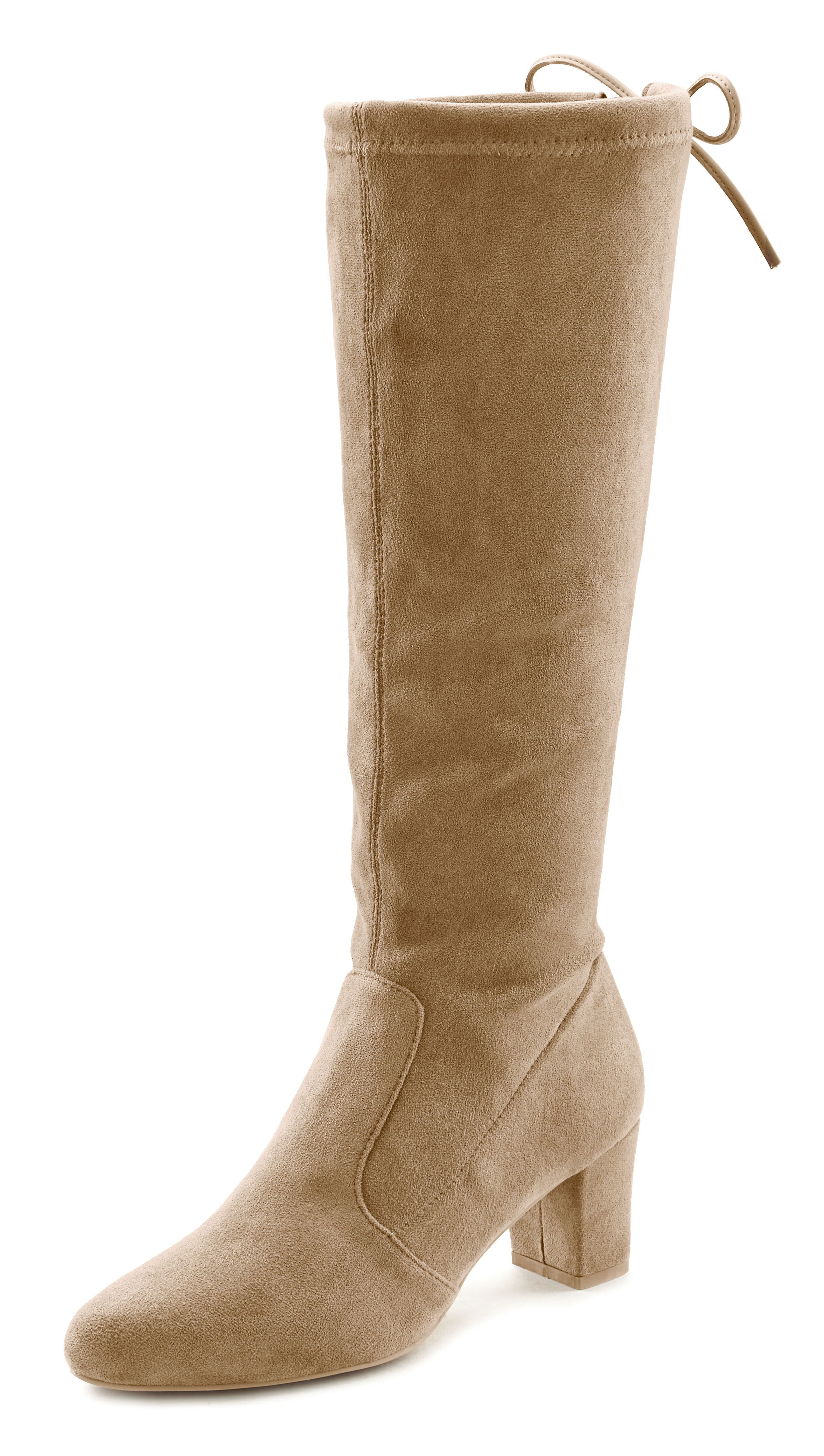Schlupfstiefel, langer Stiefel, elastisches Stretch mit Langschaft & Blockabsatz