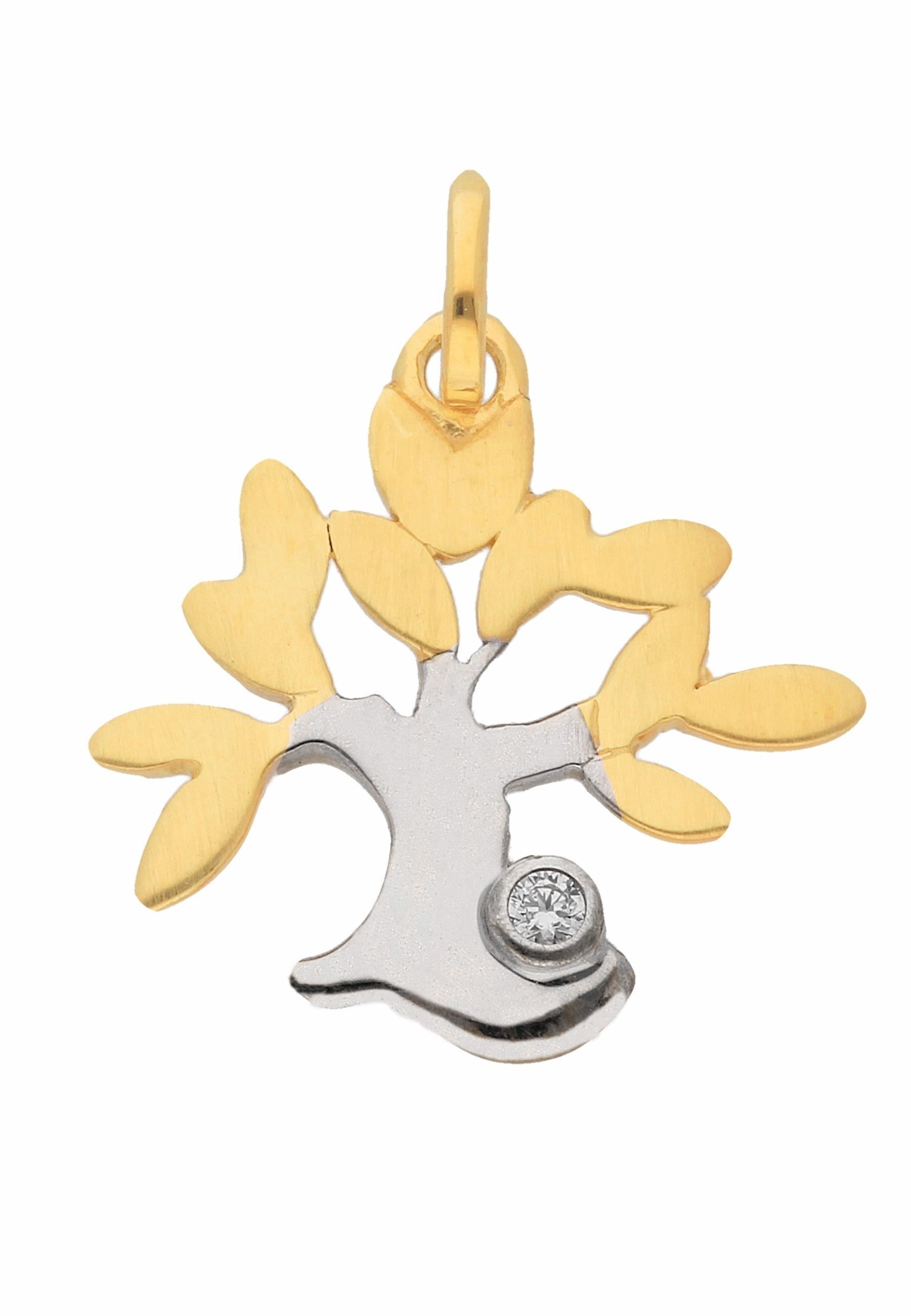 Kettenanhänger ADELIA´S "Damen 333 Gold Anhänger Lebensbaum mit Zirkonia", gold, Schmuckanhänger, Damen, Gold, Kettenanhänger, mit Zirkonia für Damen