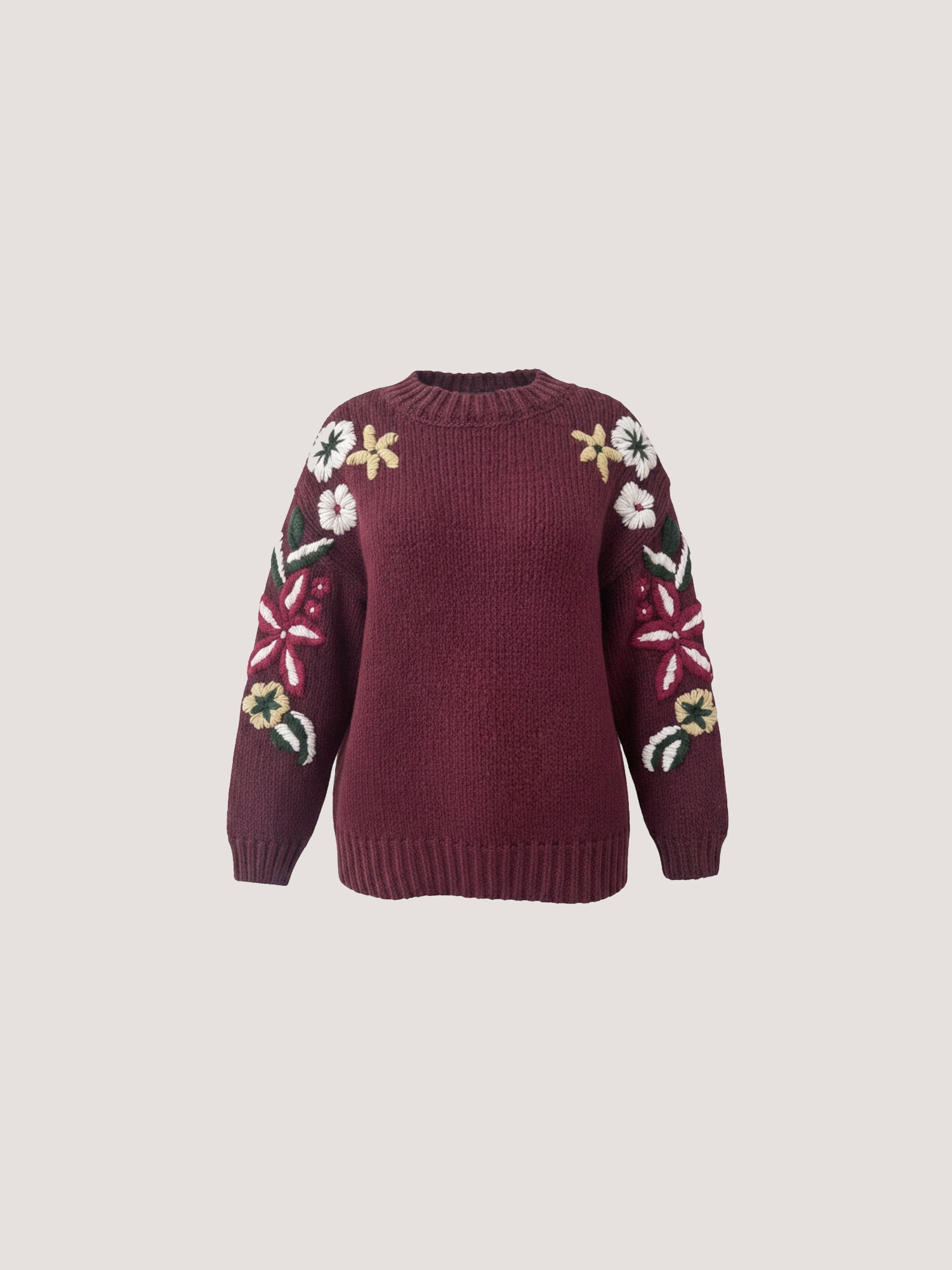Apricot Rundhalspullover »Grobstrick Pullover« mit bestickten Blumenmustern