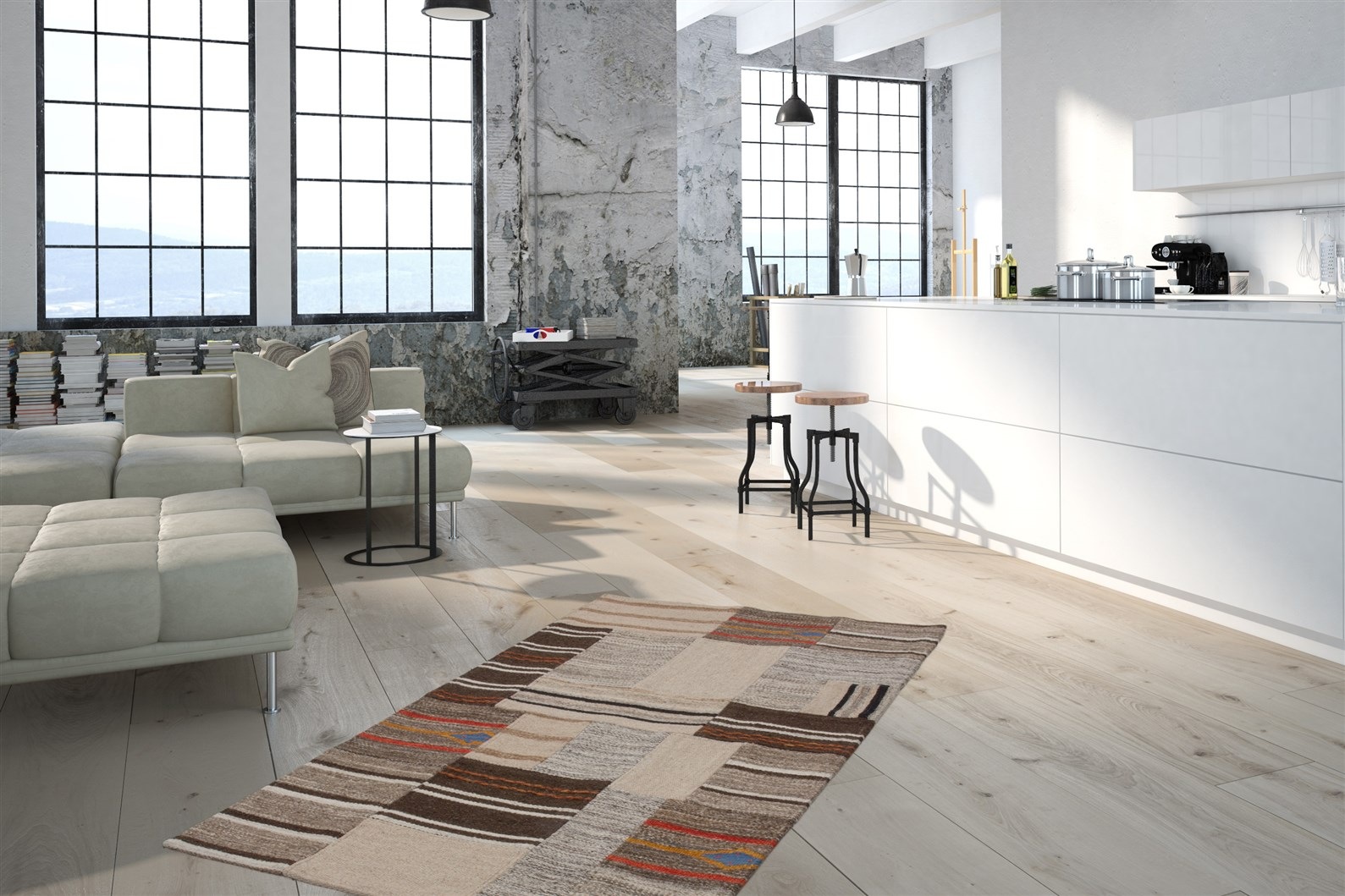 Kayoom Teppich »Radical 220«, rechteckig, 15 mm Höhe, Handgewebter Jacquard-Kilim, hochwertige Materialmischung
