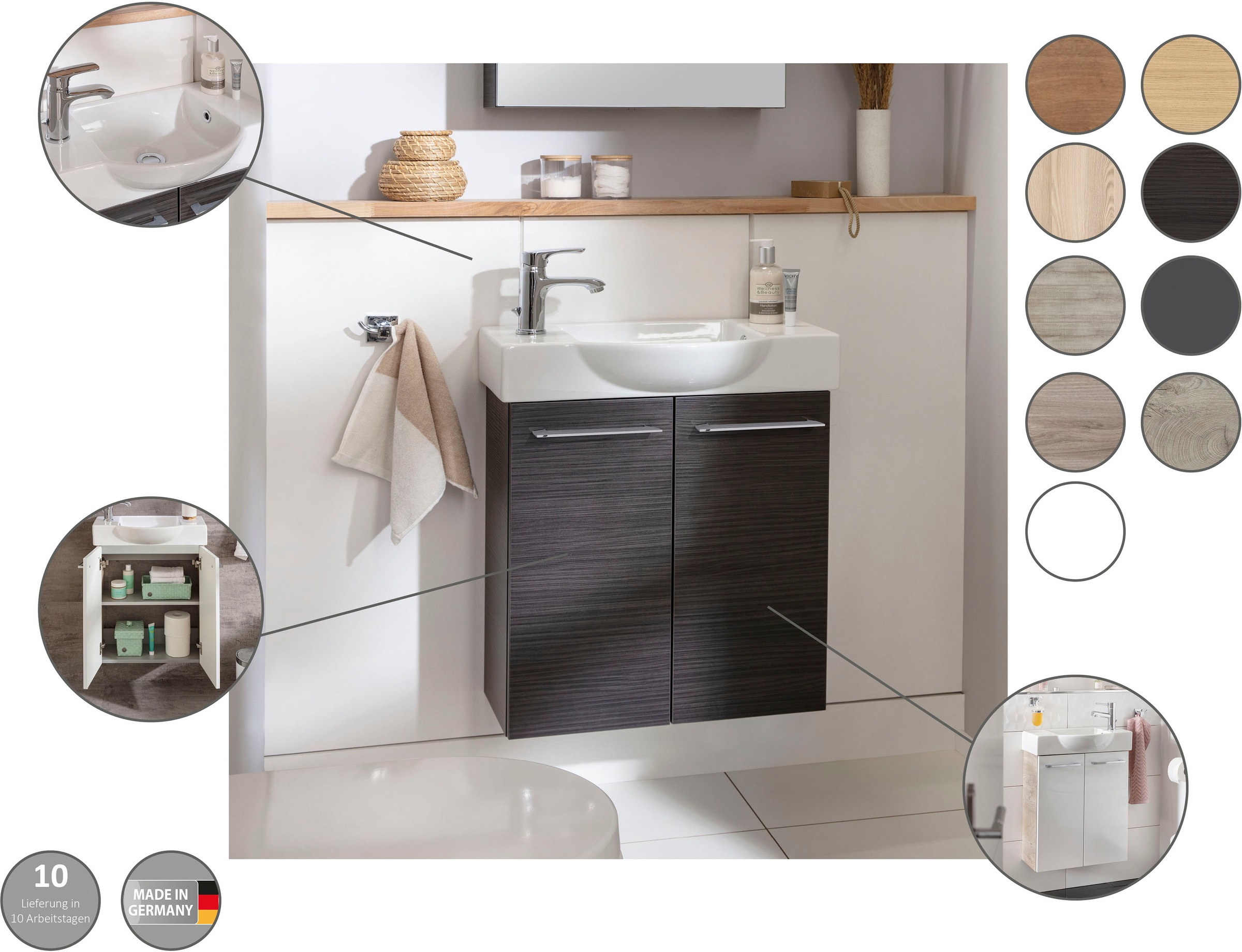 FACKELMANN Waschbeckenunterschrank »SBC«, Badmöbel für Gäste-WC, Breite ca. 55 cm
