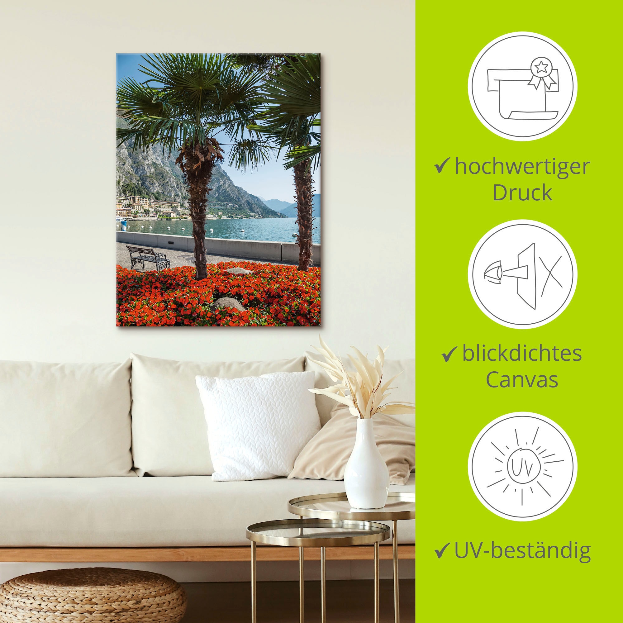 Artland Leinwandbild »Gardasee Limone sul«, Europa, (1 St.), auf Keilrahmen gespannt