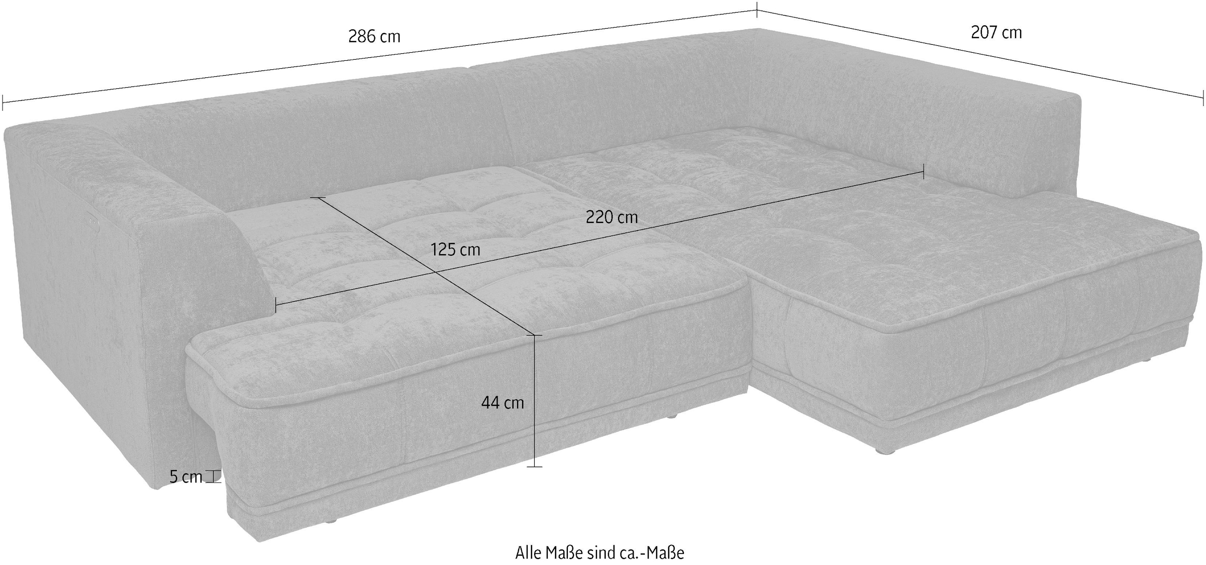 WERK2 Ecksofa »Tiga elektrisch verstellbare Sitztiefe, hochwertiges Design, bequem« Struktur weich, L-Form, elektrische Sitztiefenverstellung