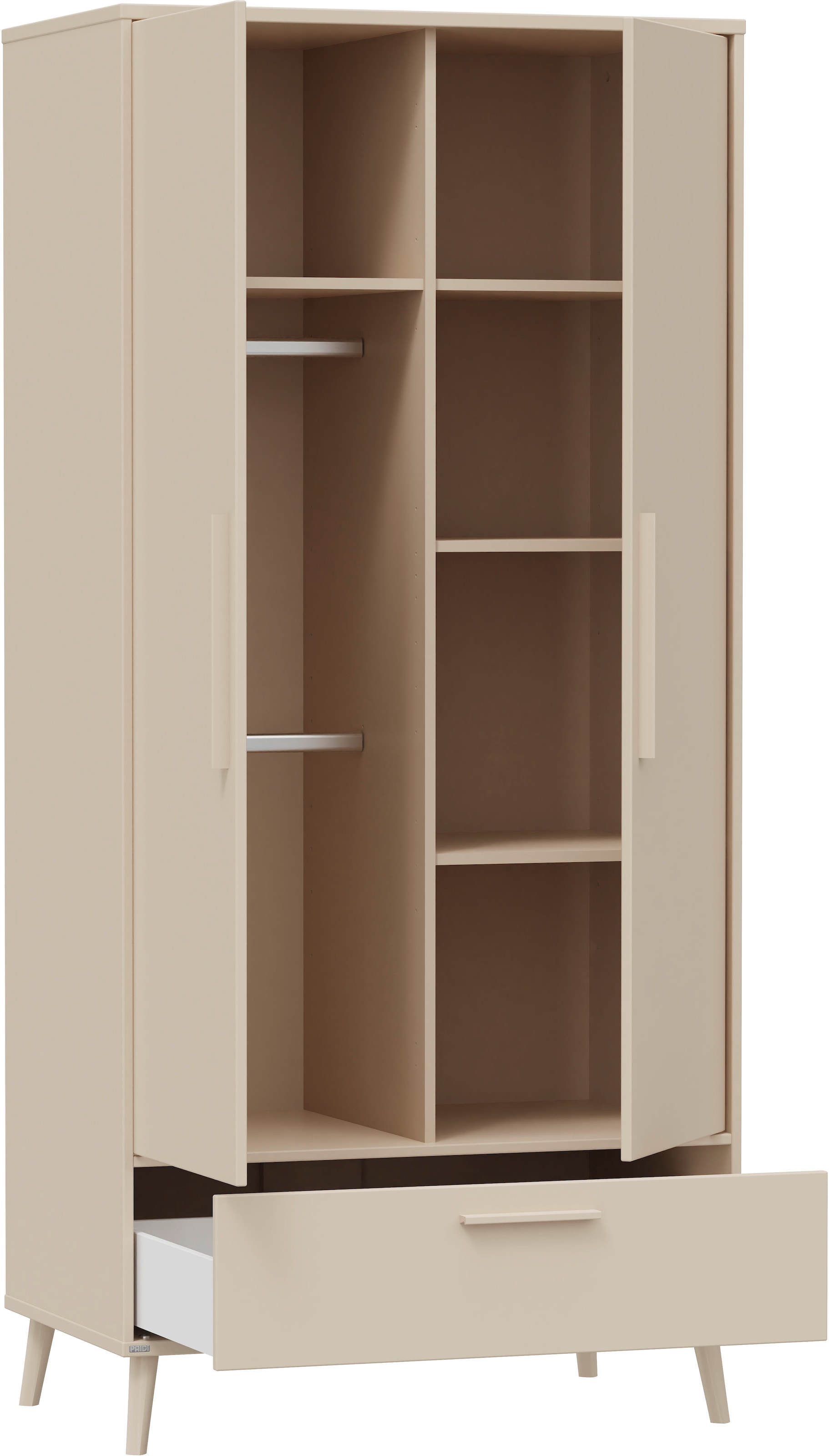 PAIDI Kleiderschrank »EEFJE in Beige mit Schublade und Türen, verschiedene Ausführungen« B/H/T ca. 95-123/139-204/41-57cm, mit 2 oder 3 Türen + Tiny-Variante,  stabiler Drehtürenschrank aus Holz, mit Soft-Close-Funktion