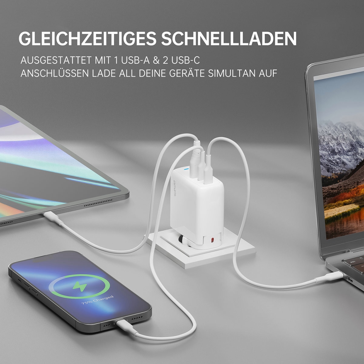 4smarts USB-Ladegerät »GaN Flex 65 W 2 USB-C+1 USB-A«