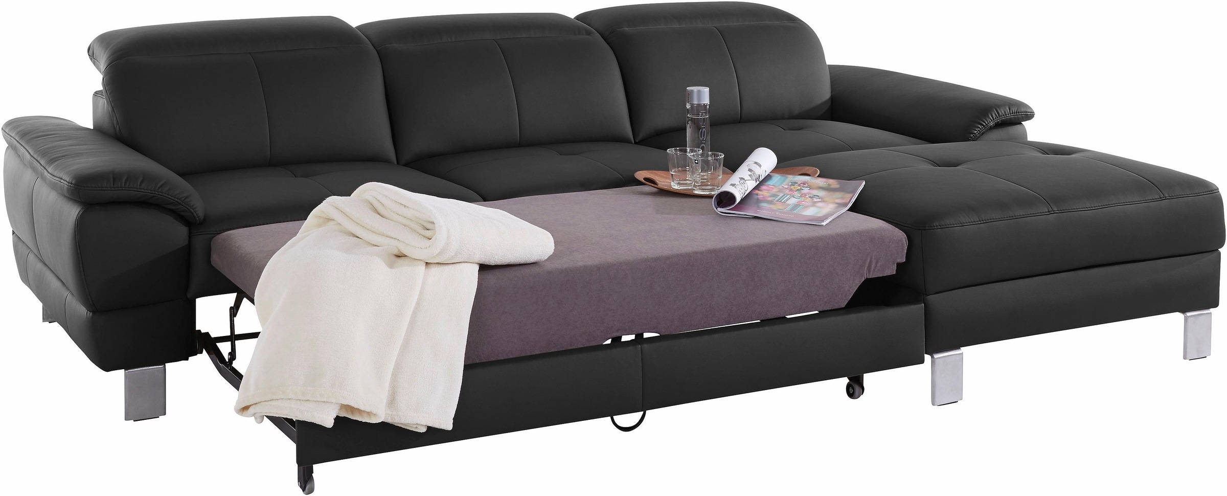 exxpo - sofa fashion Ecksofa »Mantua 2, inkl. Kopf- bzw. Rückenverstellung, bequem, L-Form«, wahlweise mit Bettfunktion und Bettkasten, tolle Verarbeitungsdetails