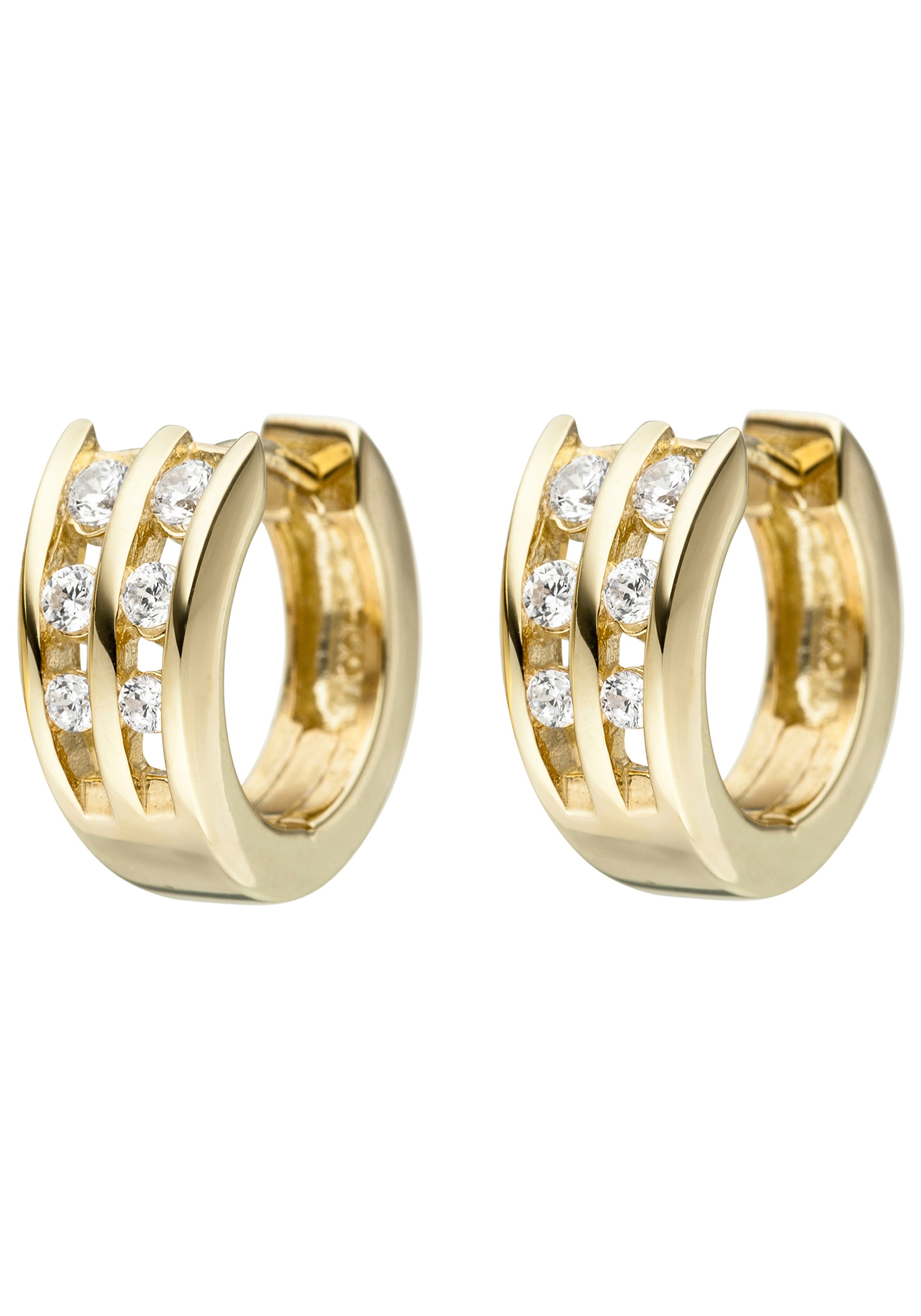 JOBO Paar Creolen »Ohrringe mit 12 Zirkonia« 925 Silber vergoldet