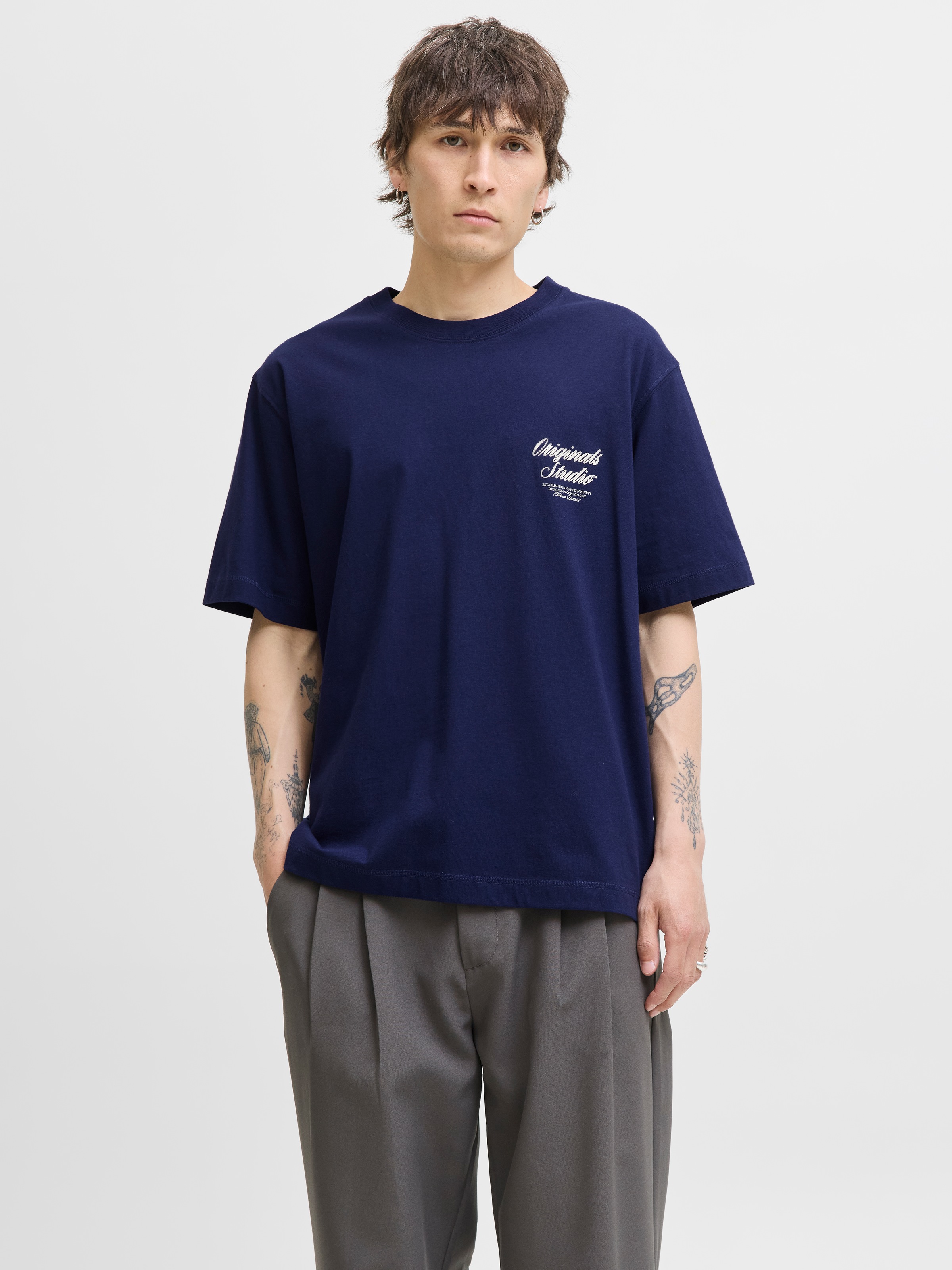 Jack & Jones Herren Rundhals T-Shirt JORNORREBRO TYPO TEE SS CREW NECK - Re günstig online kaufen