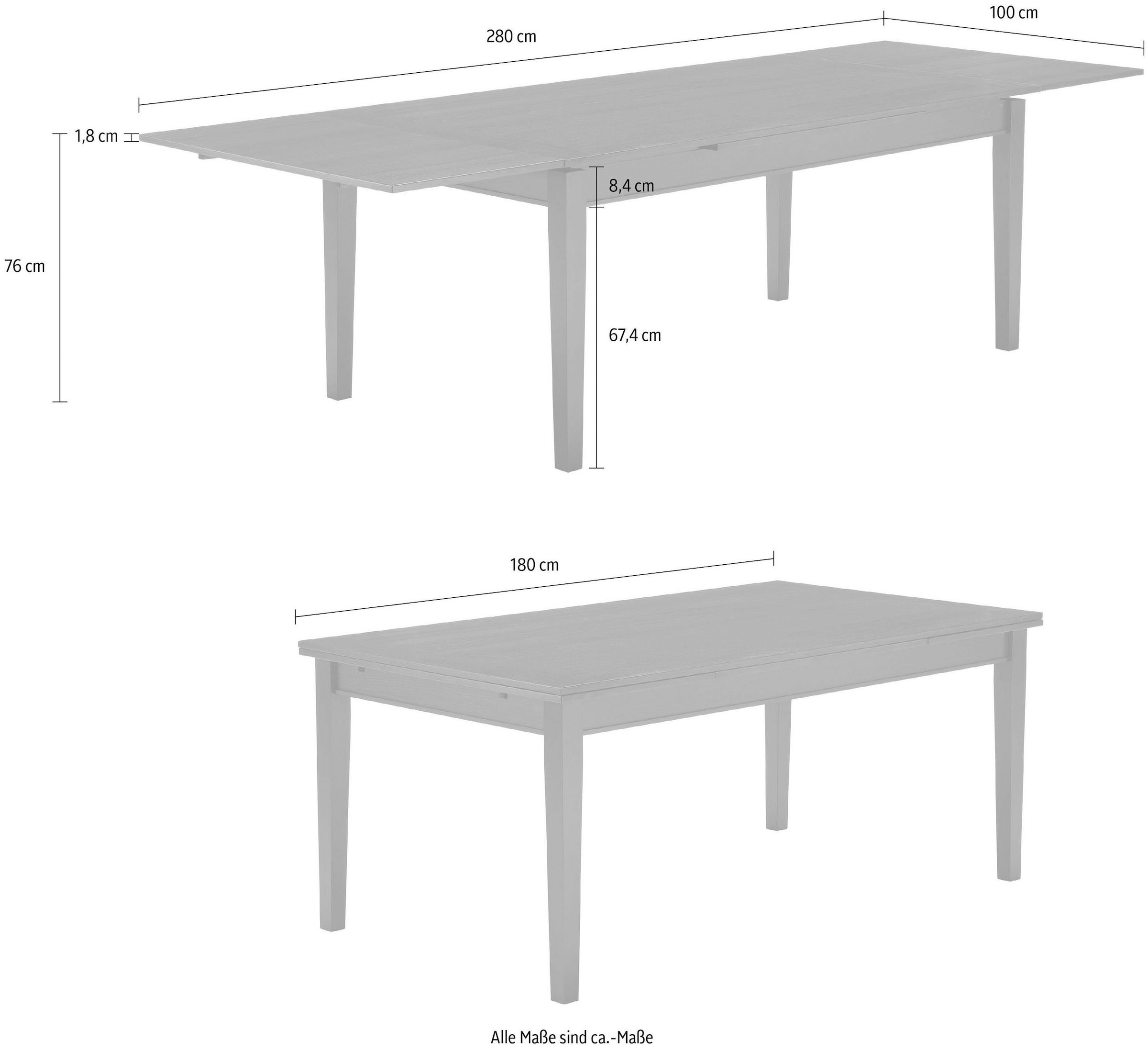 Hammel Furniture Esstisch »Basic by Massivholz und | Tischplatte Gestell Hammel in BAUR cm, in Sami«, 180(280)x100 Furnier kaufen
