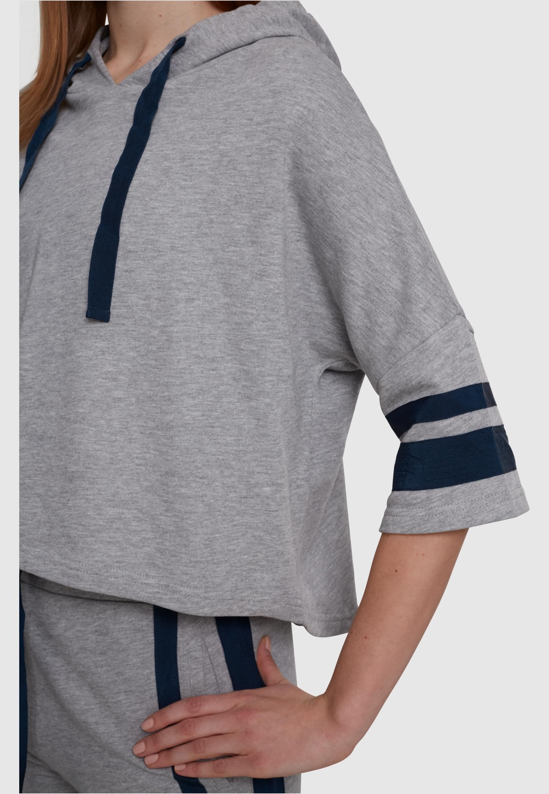 URBAN CLASSICS Rundhalspullover »Urban Classics Damen Ladies Taped Short Sleeve Hoody«