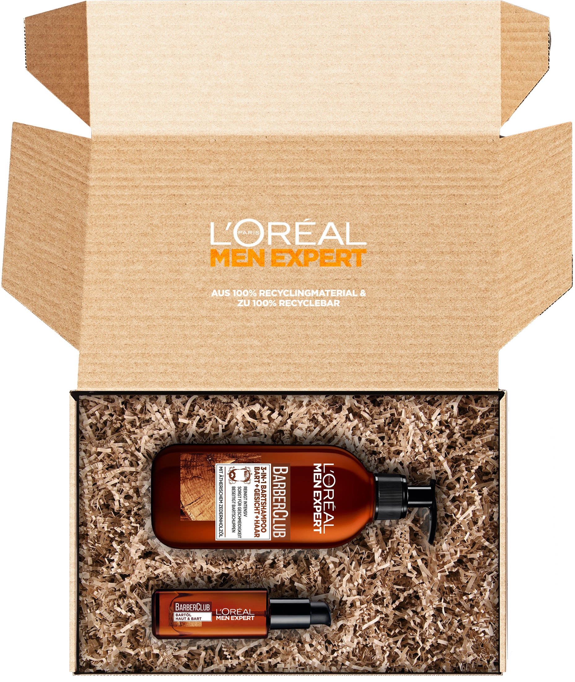 L\'ORÉAL MEN Recyclingmaterial, Box: % 100 tlg.), Bartpflege-Set recycelbar PARIS (2 | »Barber Nachhaltige BAUR online % Box«, EXPERT 100 kaufen