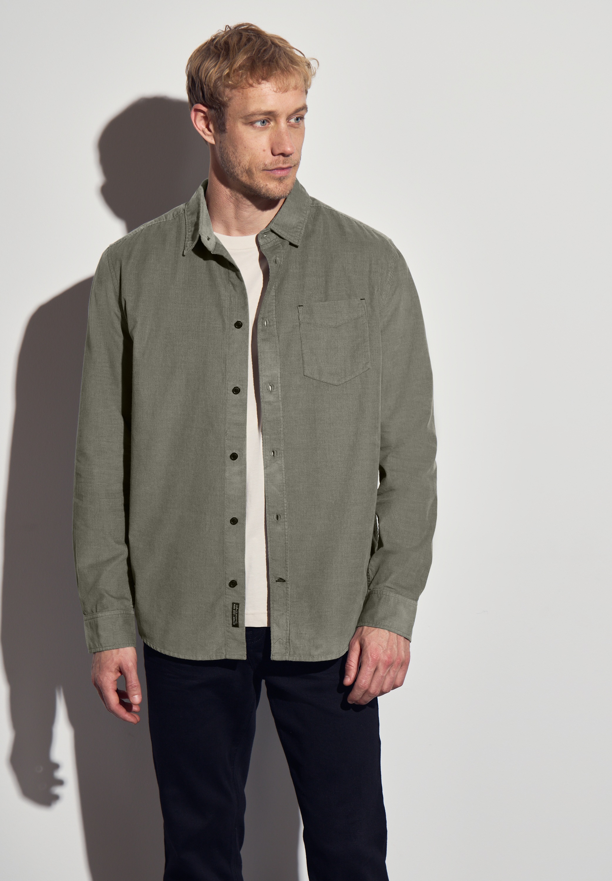 STREET ONE MEN Langarmhemd aus reiner Baumwolle günstig online kaufen