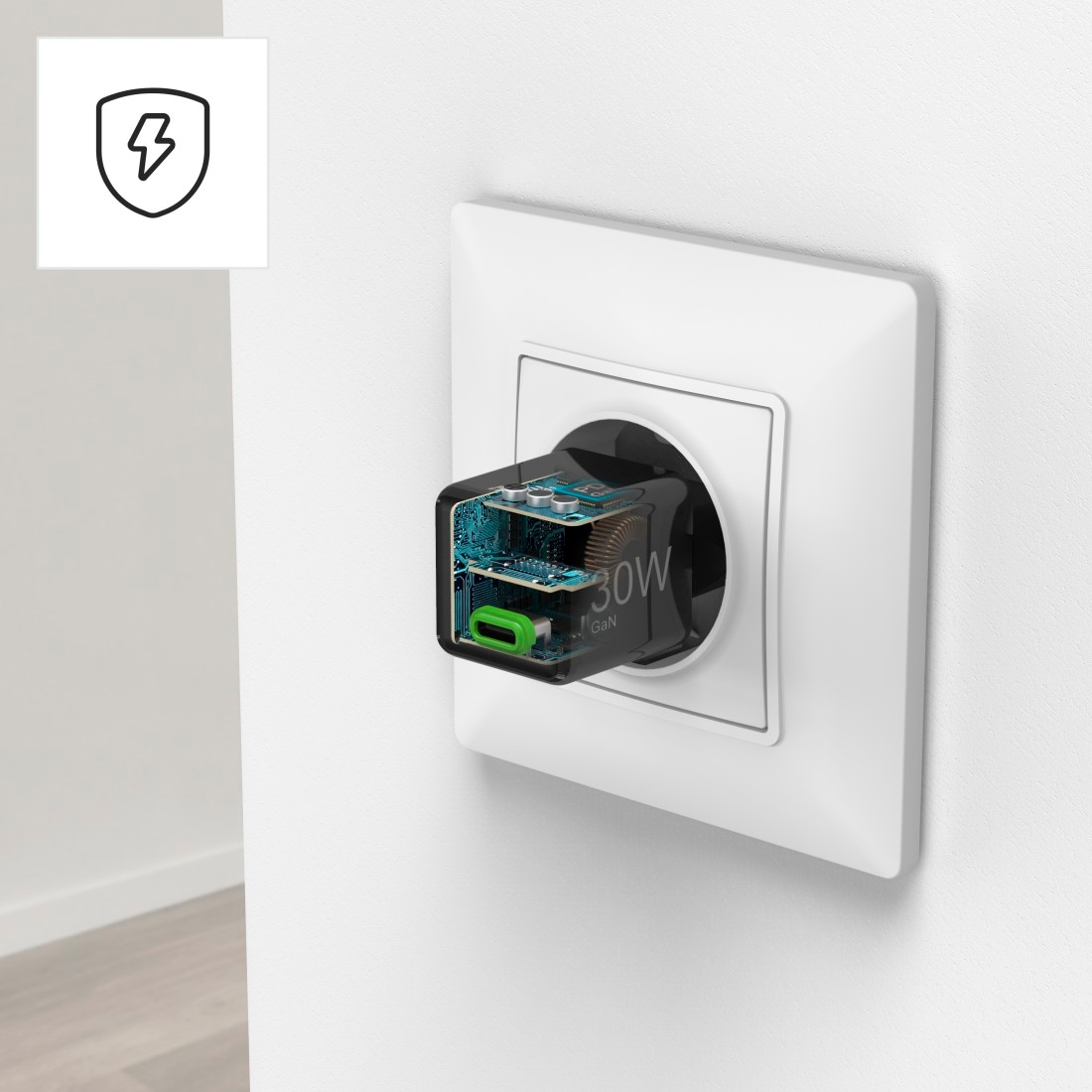 Hama Schnelllade-Gerät »Schnellladegerät (USB-C, PD/QC, extraklein 3,1 x 2,85 x 2,85 cm, 30 W)«, (1 St.)