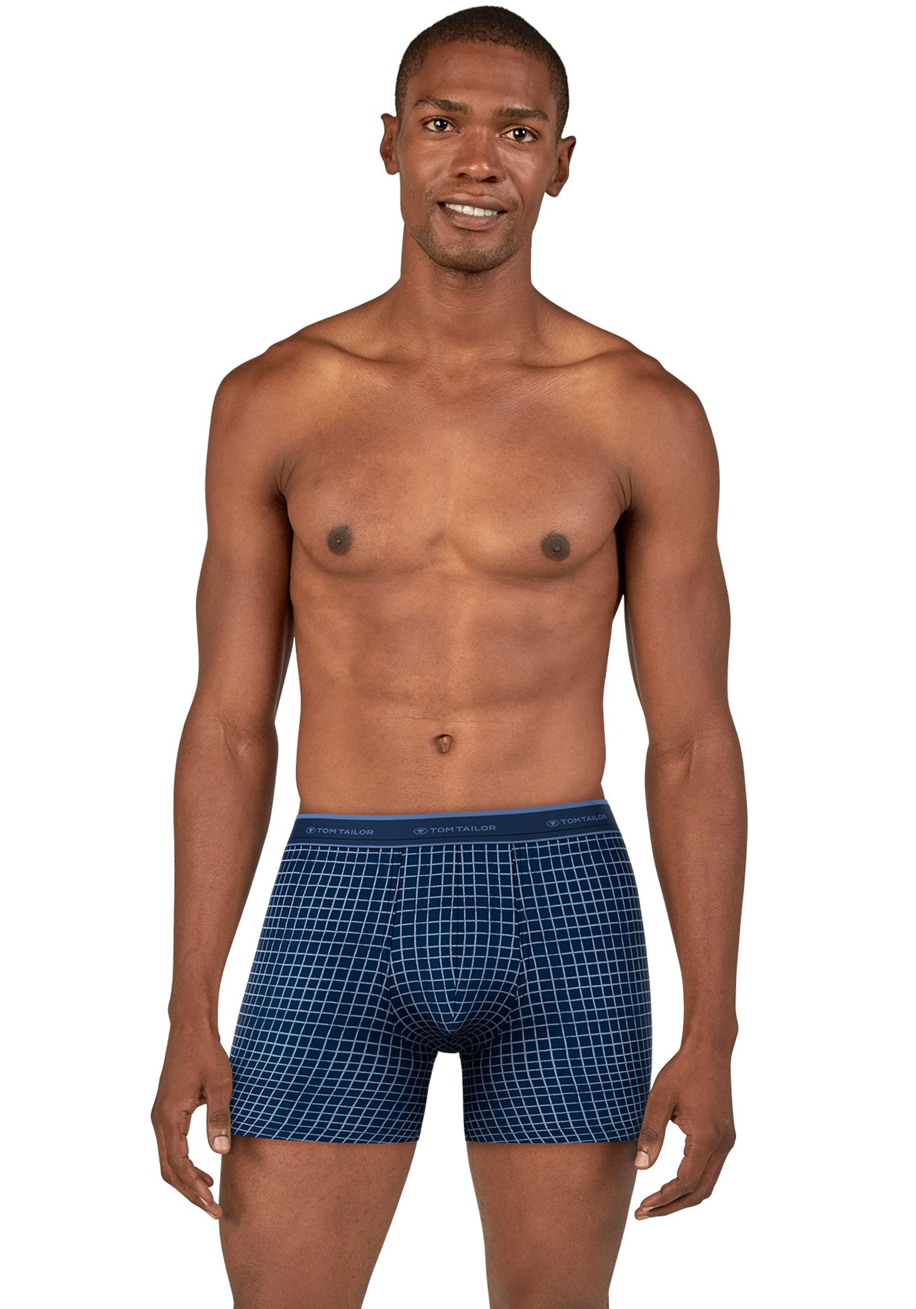 TOM TAILOR Langer Boxer, (2er-Pack), bequem, eng, elastisch, Logobund, Baumwollmix, mit Muster