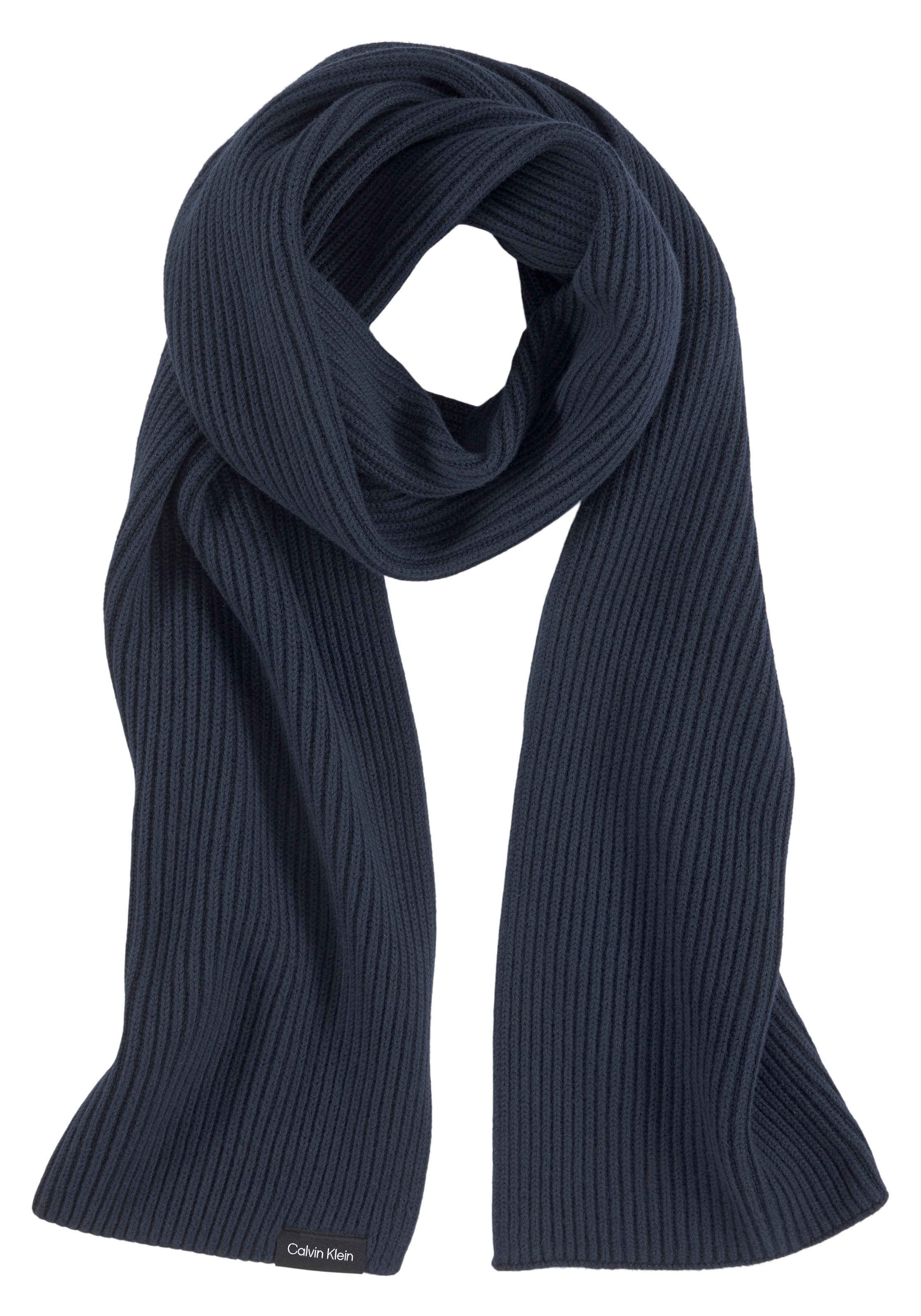 Calvin Klein Schal | KNIT SCARF«, online COTTON RIB bestellen Markenlabel »CLASSIC BAUR mit