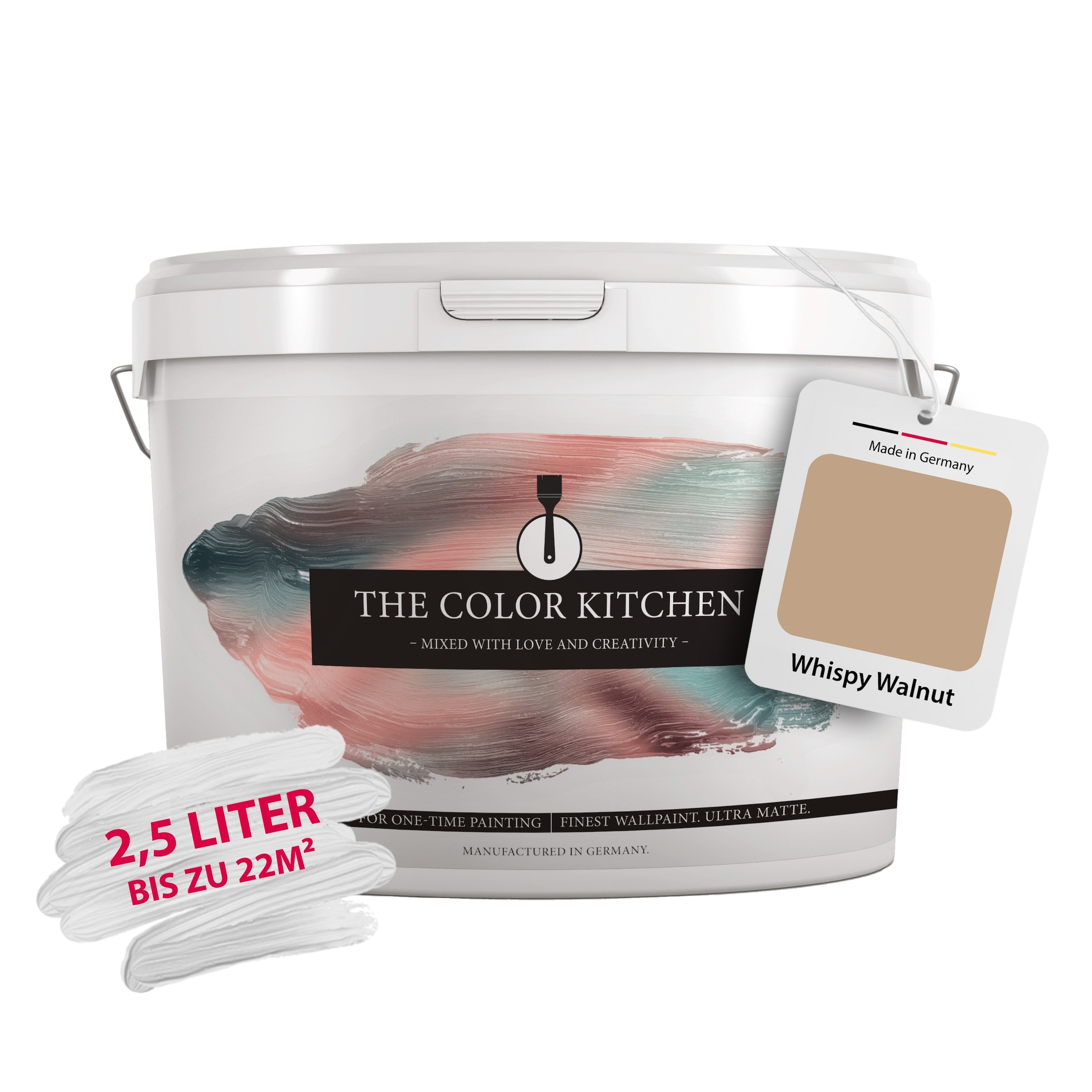 A.S. CRÉATION Wand- und Deckenfarbe "Seidenmatt Innenfarbe THE COLOR KITCHEN", 2,5 l 2,5ml, beige, Farben, für Wohnzimmer Schlafzimmer Flur Küche,