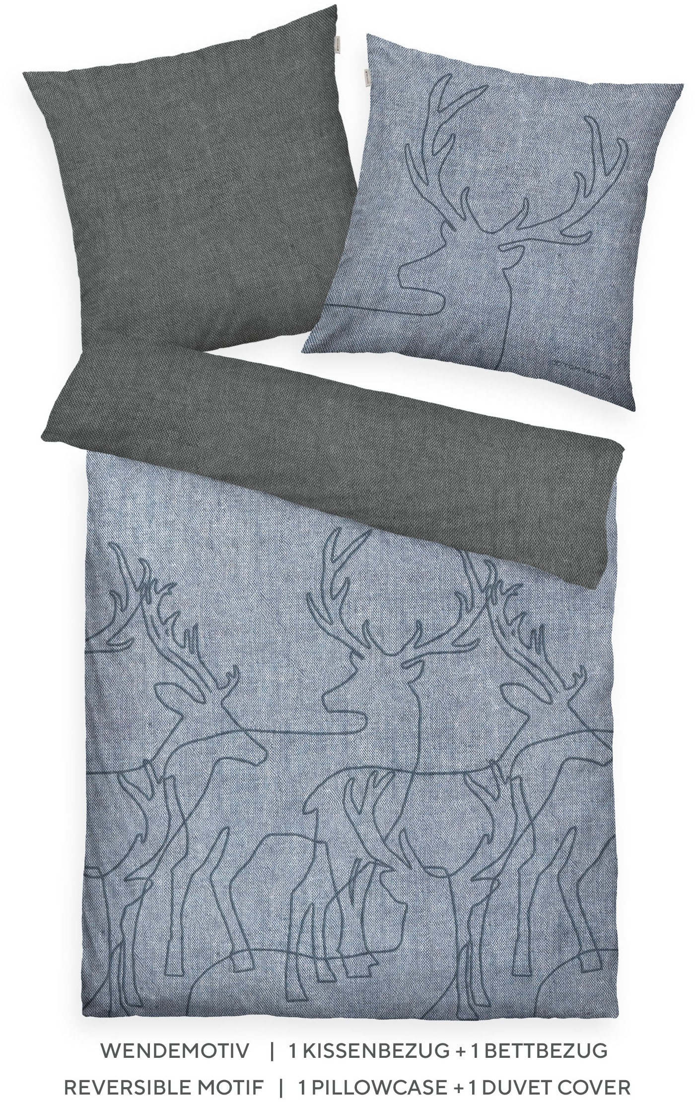TOM TAILOR HOME Wendebettwäsche »Lennart in Gr. 135x200, 155x220 oder 200x200 cm, ideal für Weihnachten«, Flanell kuschelig warm im Winter, Weihnachtsbettwäsche aus Baumwolle