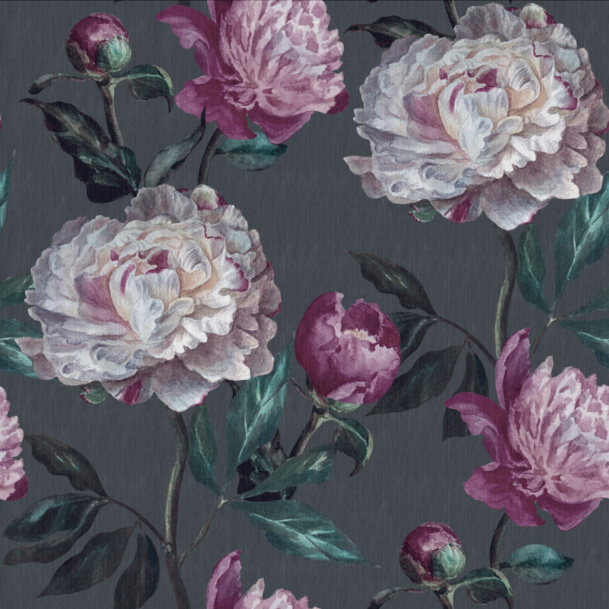 WOW Vliestapete "Peony" geprägt FSC zertifiziert, mit lebhaftem Druck, 10 Meter Länge