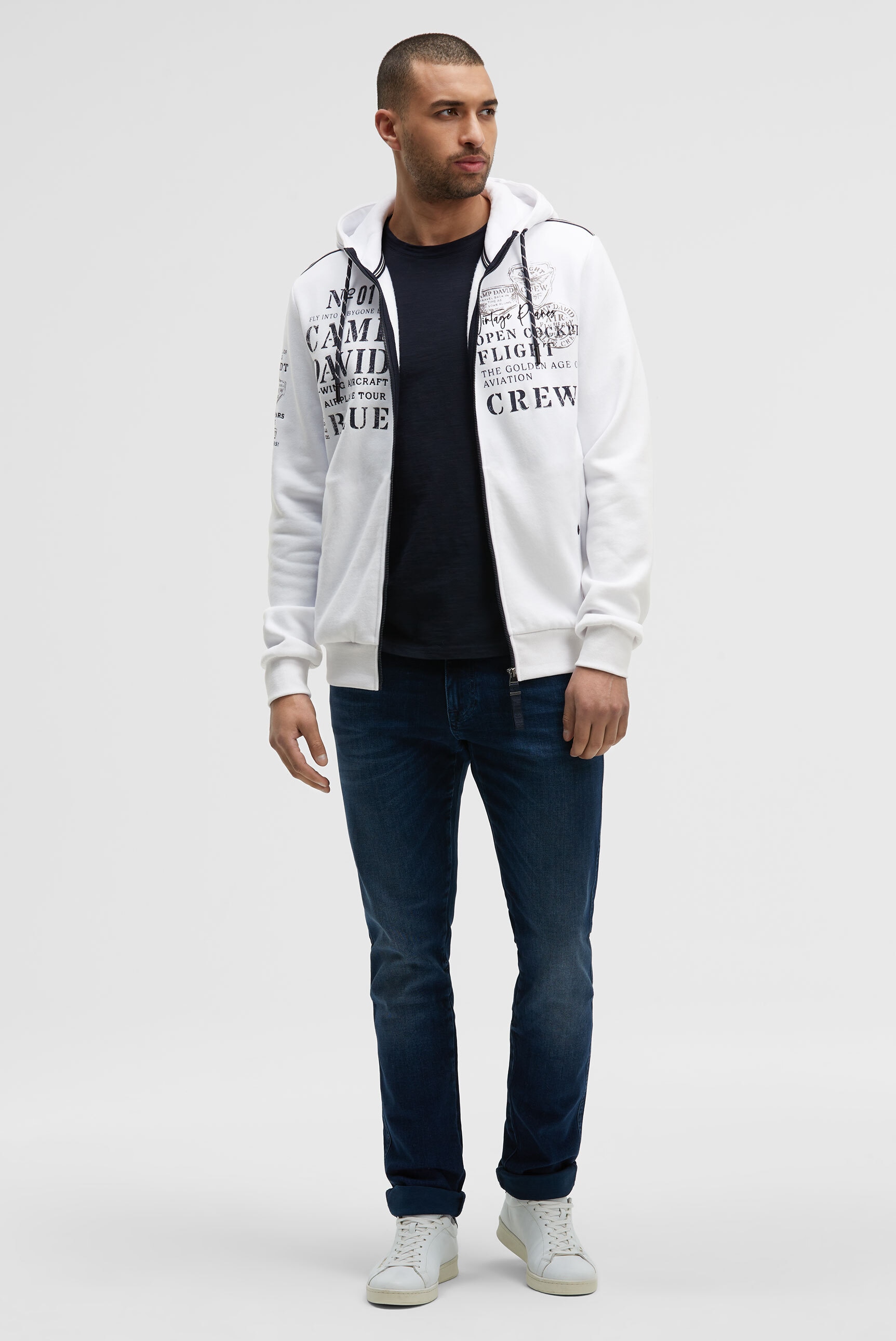 CAMP DAVID Kapuzensweatjacke Eingrifftaschen mit Druckknopfverschluss