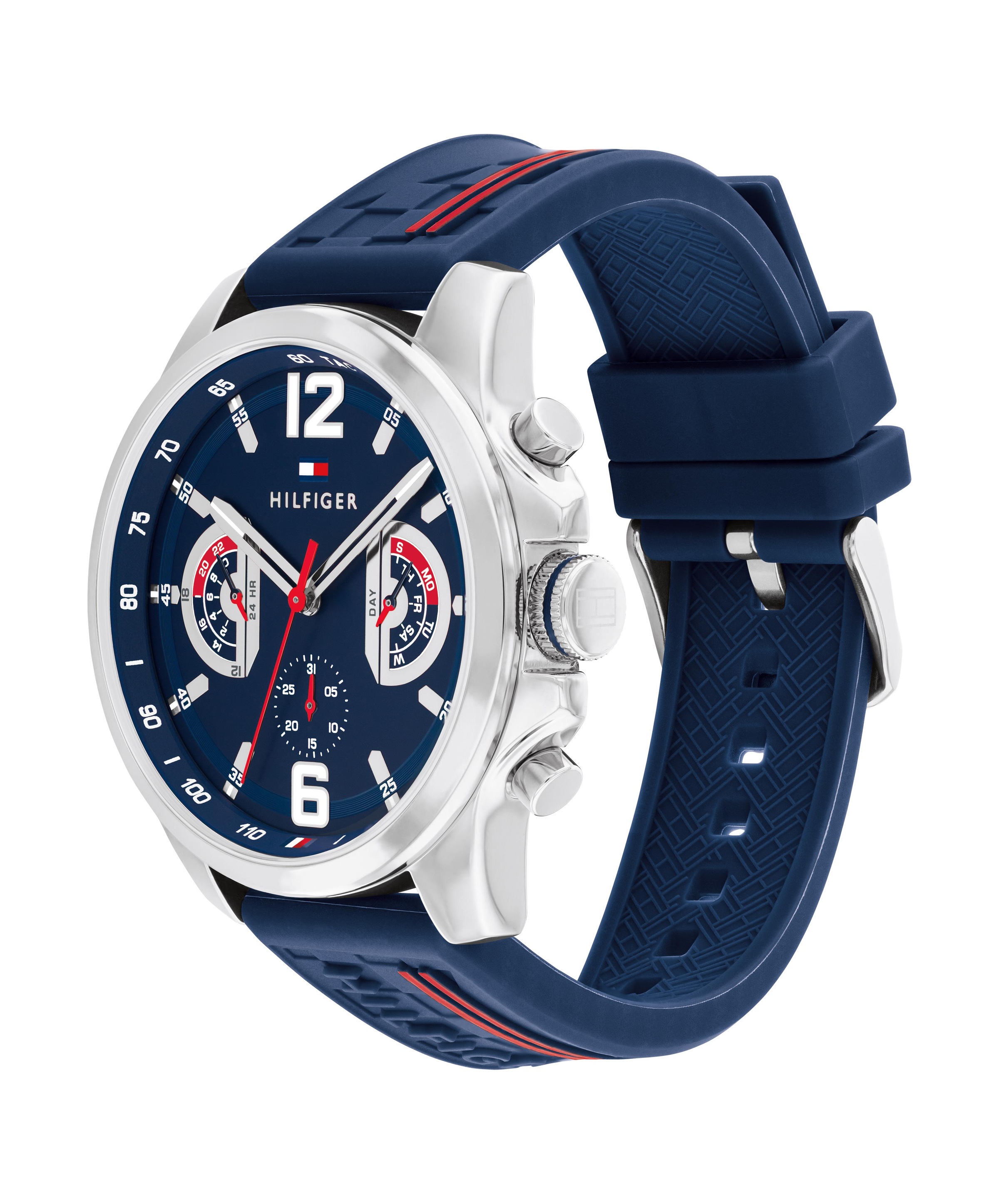 Tommy Hilfiger Multifunktionsuhr »TUCKER« Quarzuhr, Armbanduhr, Herrenuhr, Silikonarmband, analog