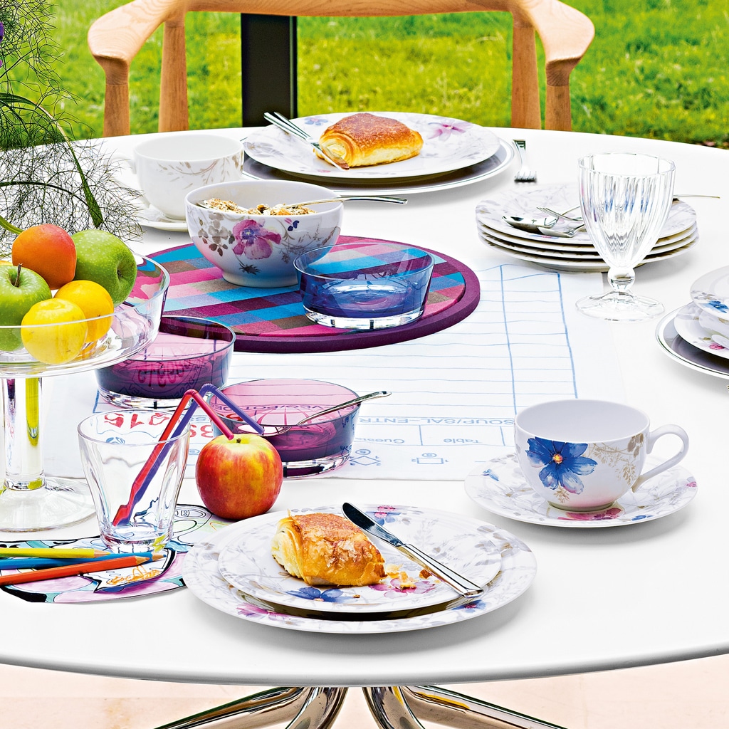 Villeroy & Boch Kaffeeservice »Mariefleur Gris Basic«, (Set, 18 tlg., 6x Kaffeetasse 250ml, 6x Untertasse 16cm, 6x Frühstücksteller 21cm), Made in Germany, Fine China Porzellan