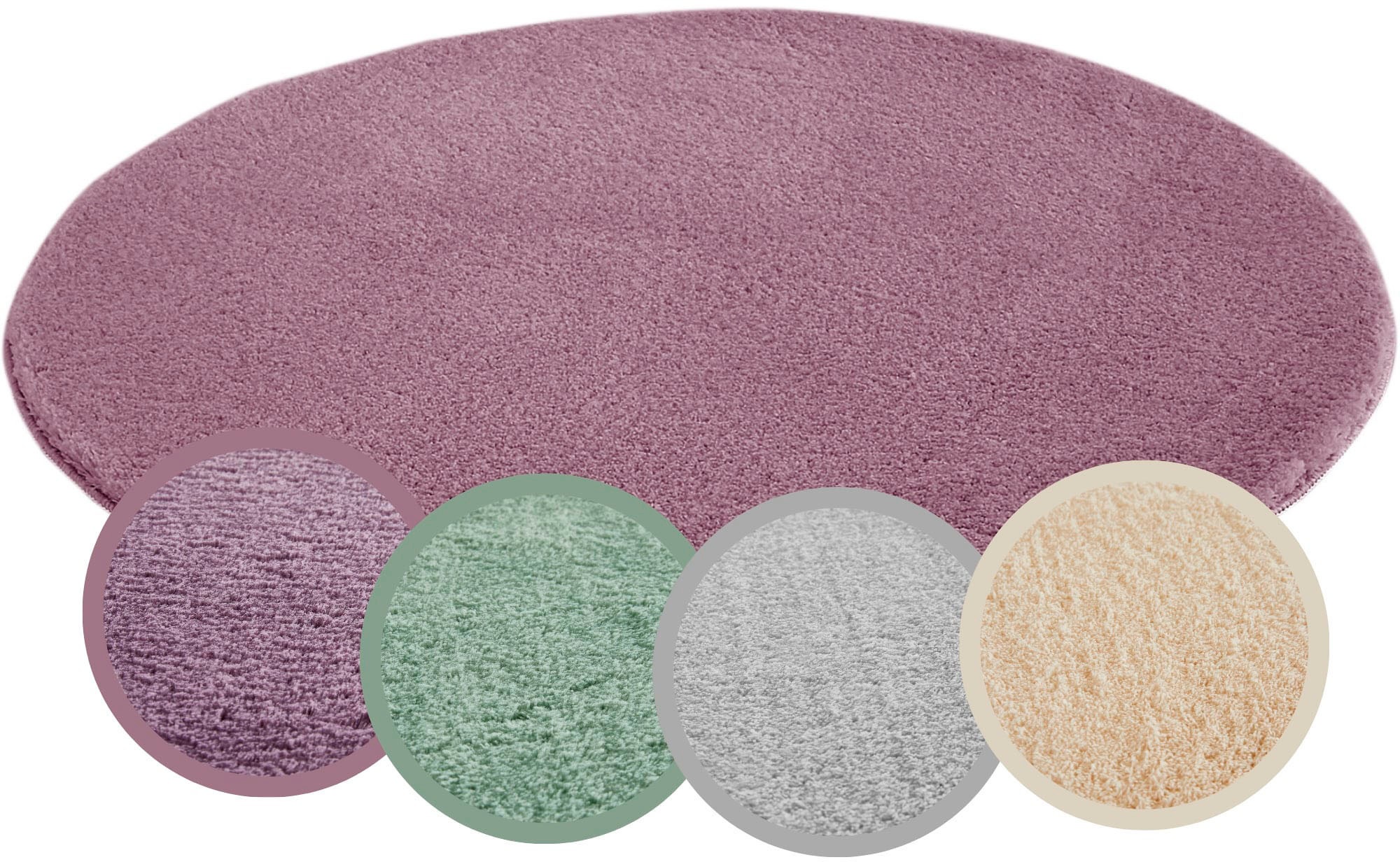 Andiamo Teppich "Arezzo" rund 16 mm Höhe Uni Farben, weicher Flor, waschbar günstig online kaufen