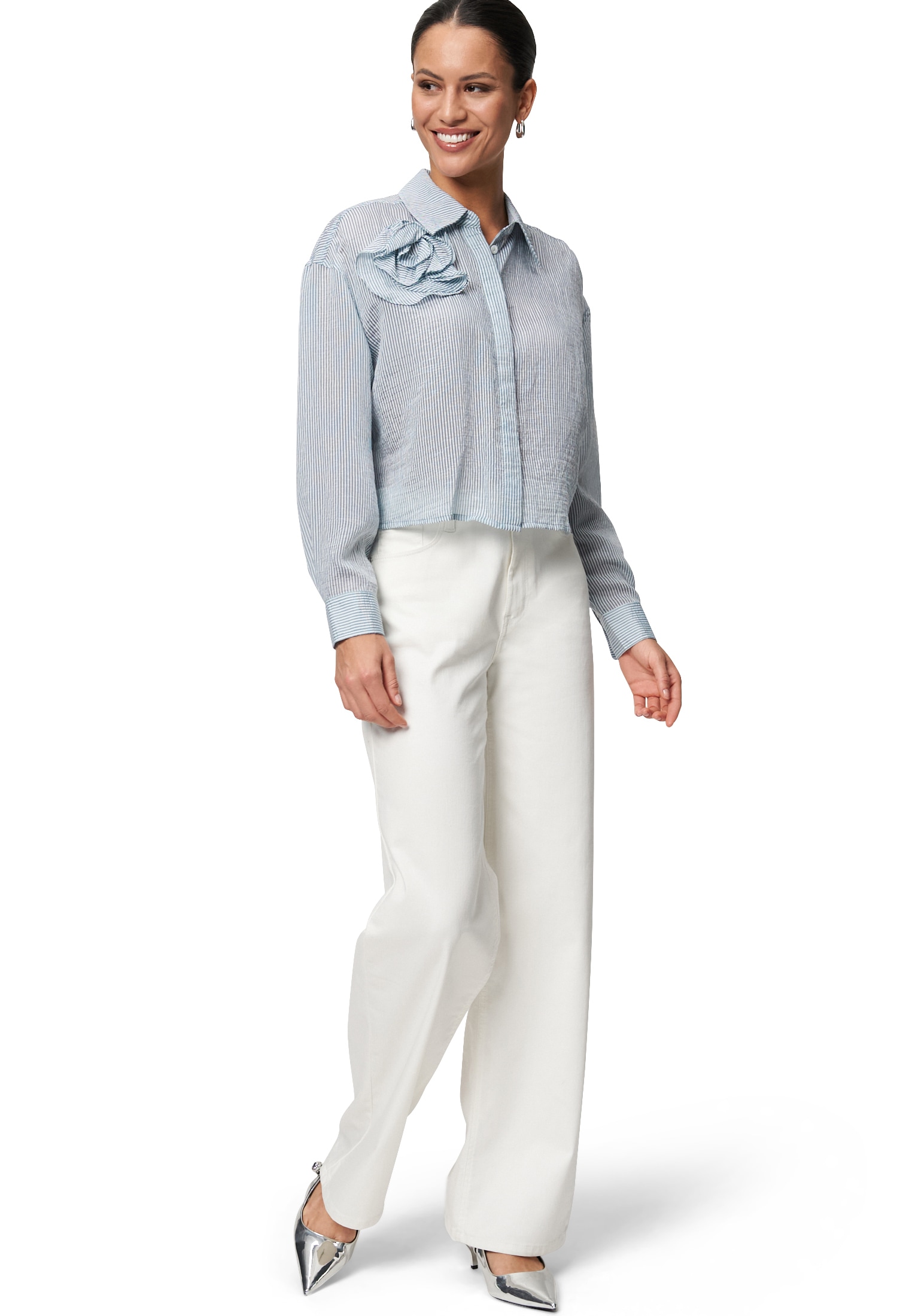 Zero Röhrenhose »zero Sommerjeans weites Bein 32 Inch«, Plain/ohne Details