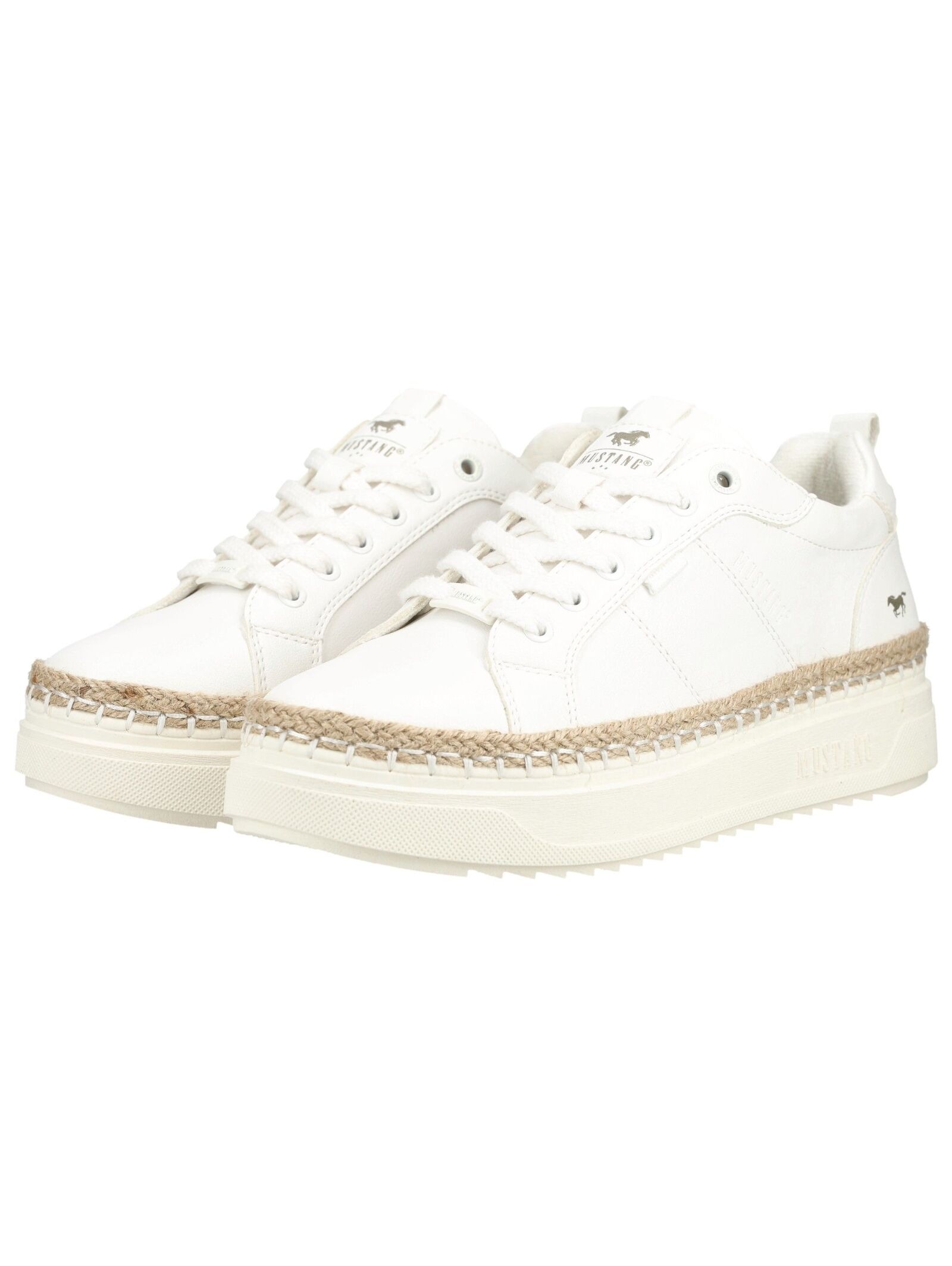 Plateausneaker MUSTANG SHOES "Mustang Shoes Sneaker Lederimitat", Herren, Gr. 40, weiß, Lederimitat, Schuhe Plateausneaker 3