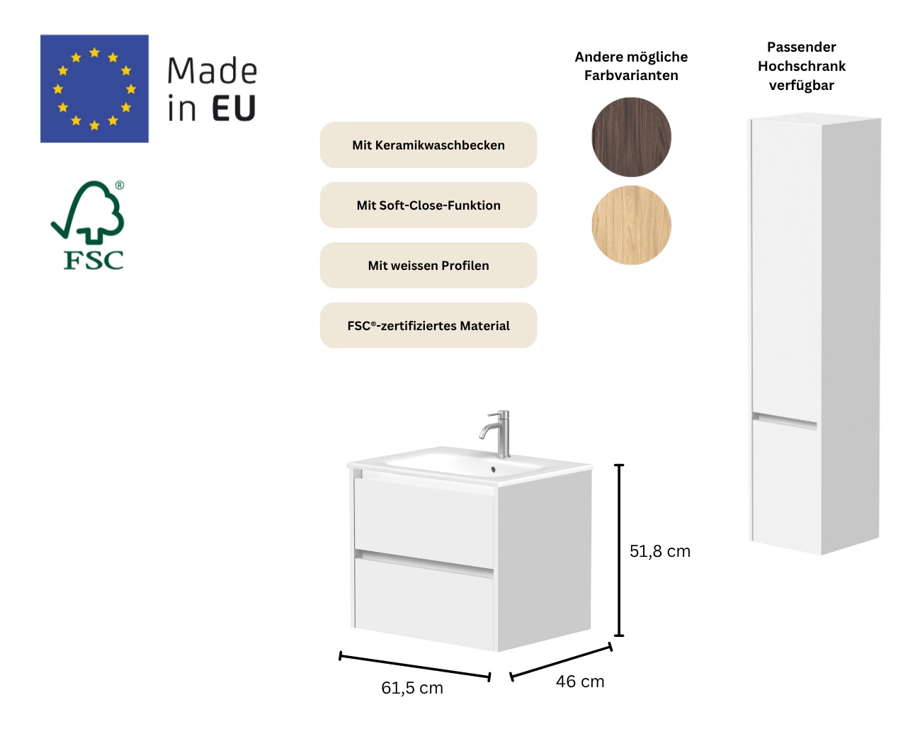 welltime Waschtisch "City" B/T/H: 81,5/46/51,5 cm günstig online kaufen