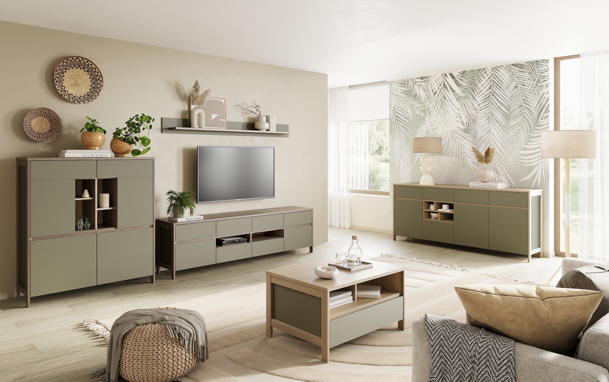 Home affaire TV-Schrank »Stranda, moderner TV-Unterschrank, Kommode im Scandi-Style, Lowboard«, Rahmenoptik, ausreichend Stauraum, vielseitig einsetzbar, 193 cm breit
