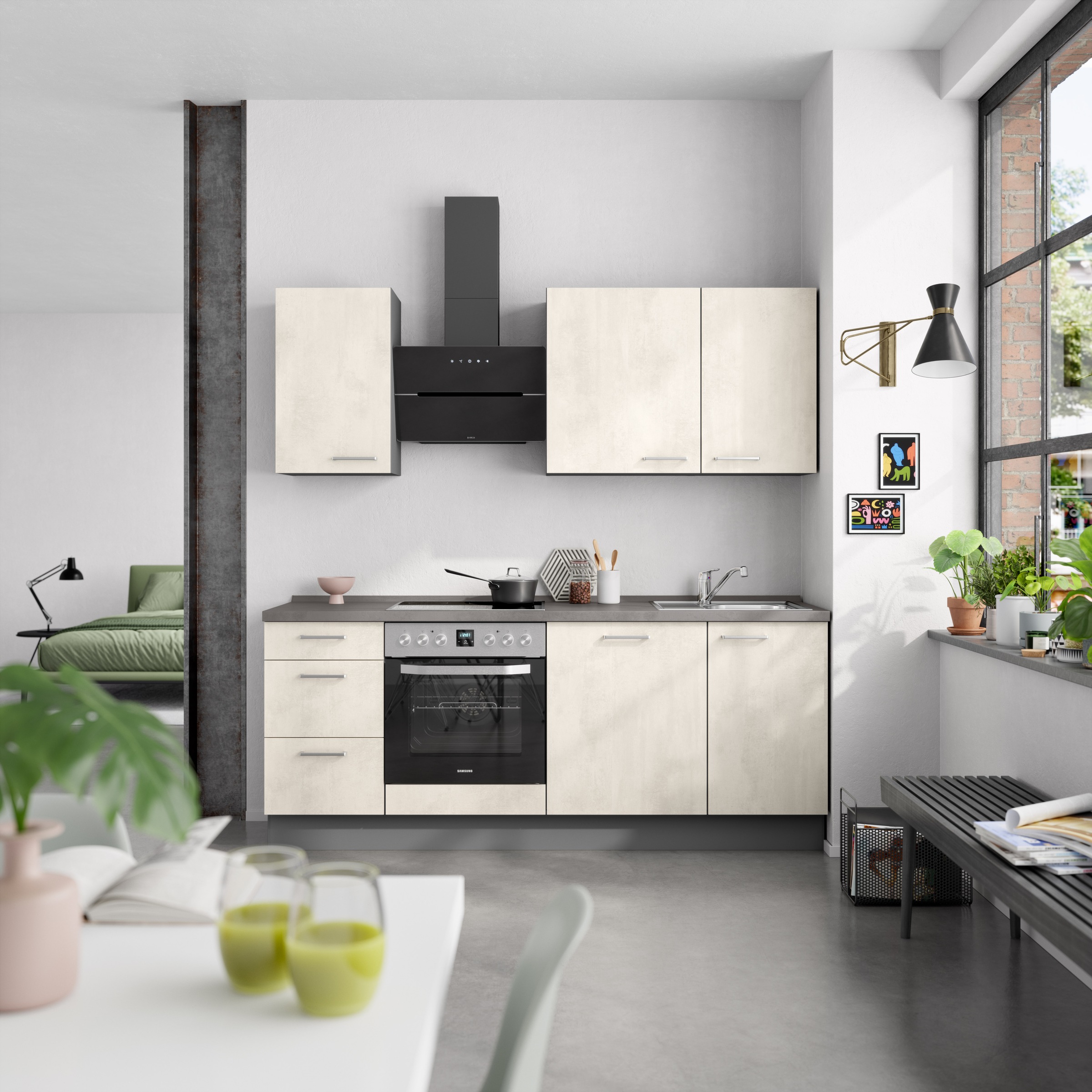 nobilia® Küchenzeile »"Riva II"«, vormontiert, Ausrichtung wählbar, Breite 210 cm, wahlw. mit E-Geräten