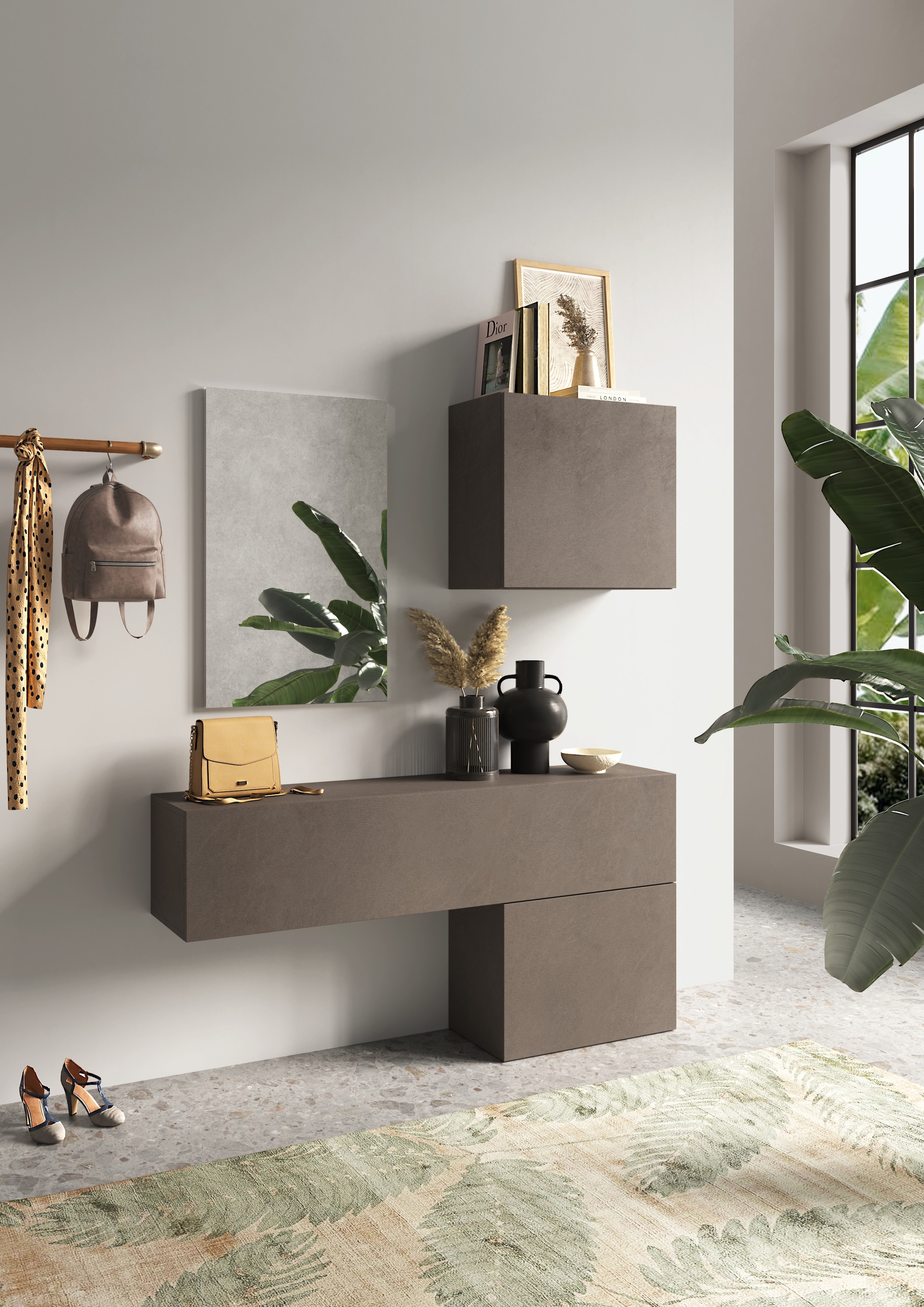 INOSIGN Garderoben-Set »INFINITY, 4tlg. Breite 138 cm, Höhe variabel, moderne Garderobe«, (Spar-Set, 4 St.), (Hängeschrank, Hängewürfel, Würfel-Element, Spiegel) ideal Diele, Flur