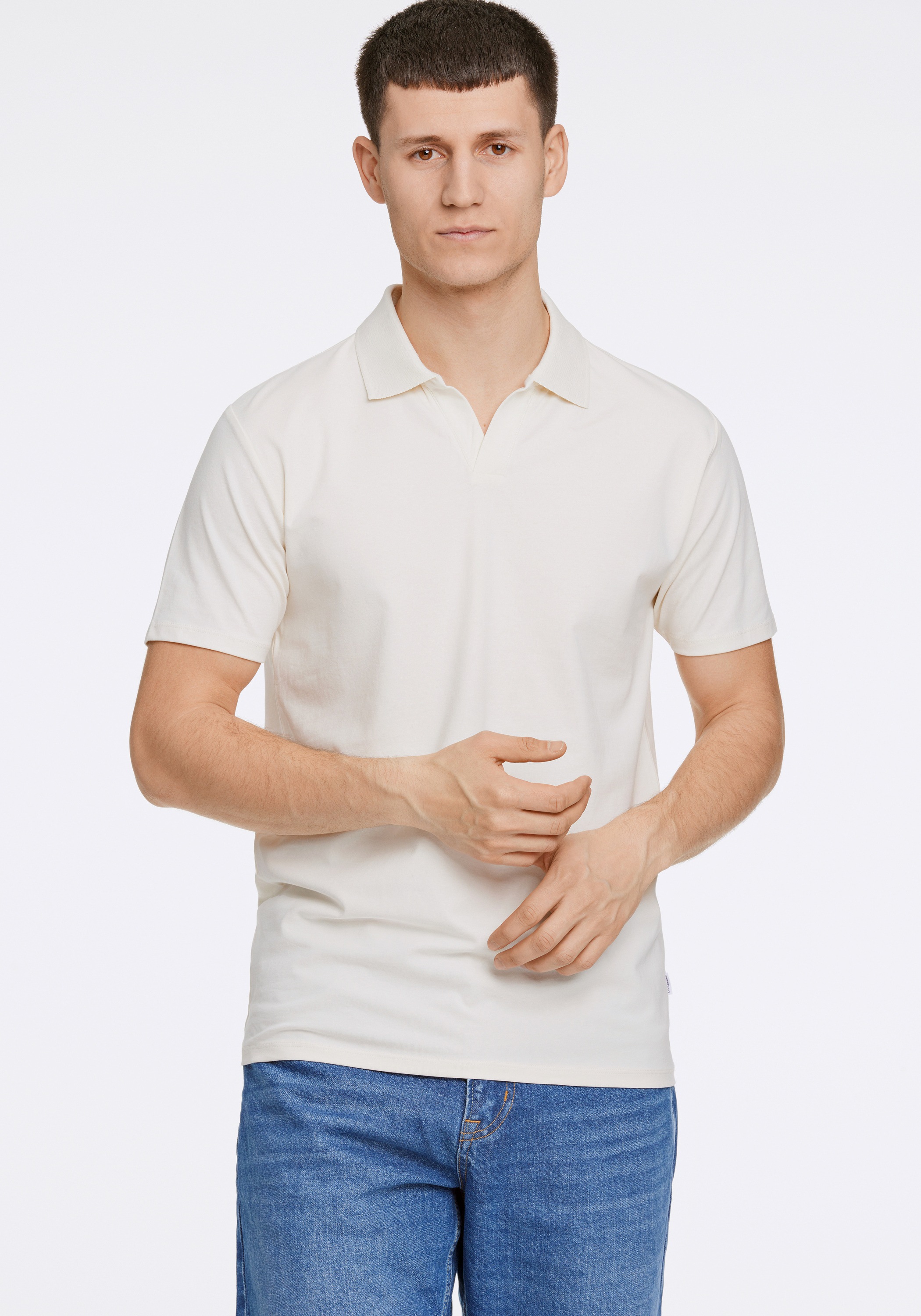 Poloshirt LINDBERGH "Poloshirt Slim Fit", Herren, Gr. 3XL, pearl weiß, Obermaterial: 95% Baumwolle, 5% Elasthan, unifarben, schmal, Shirts