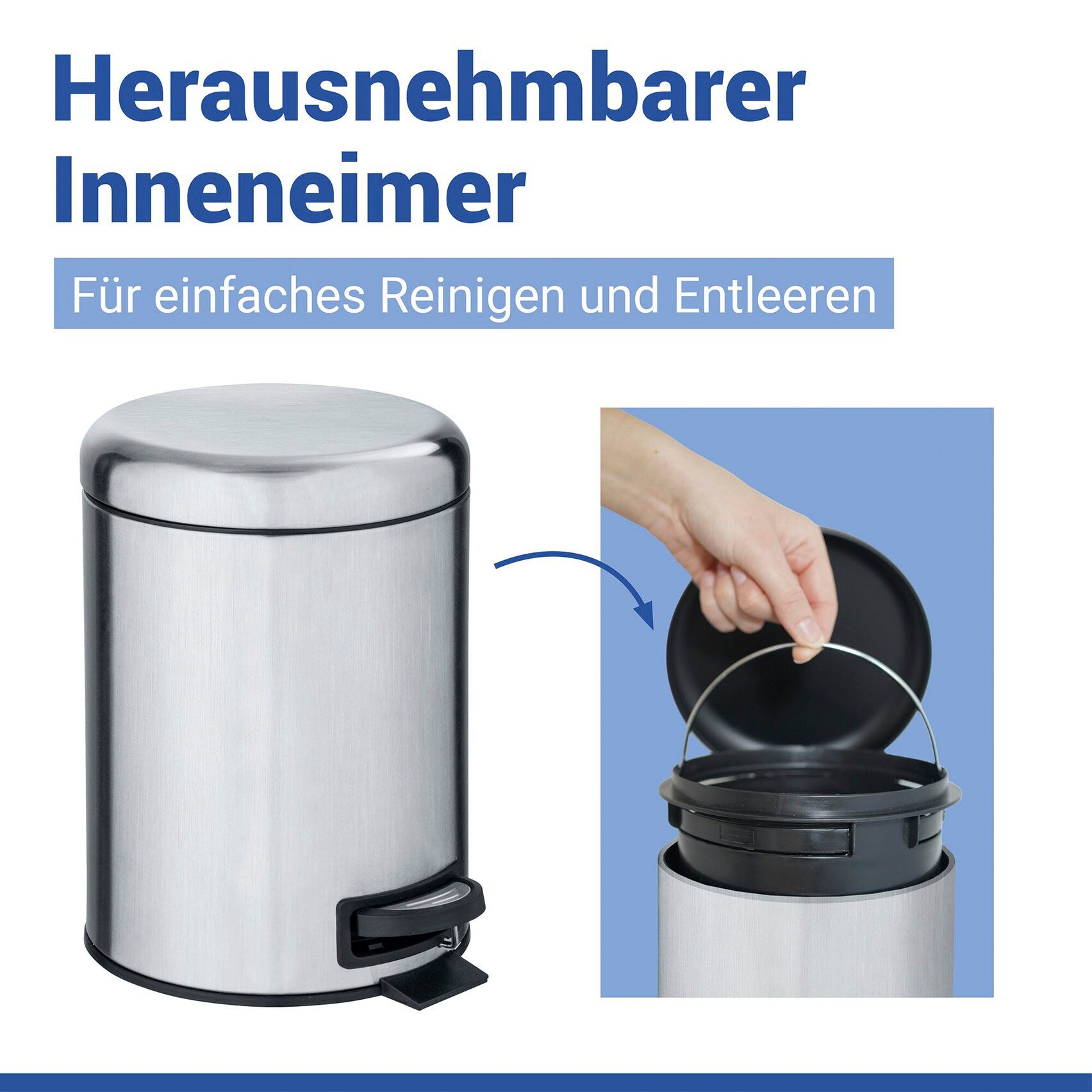 WENKO Kosmetikeimer »Leman« 5 Liter, BxTxH: 21x28x24 cm