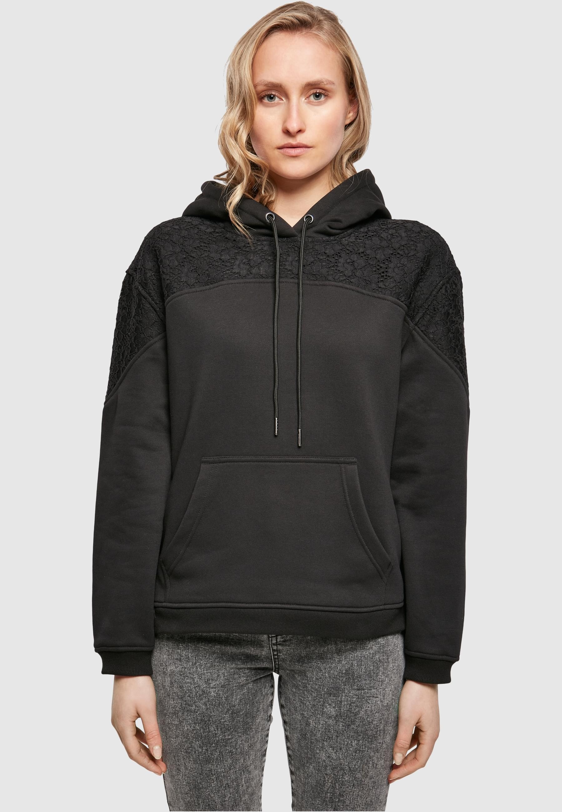 URBAN CLASSICS Kapuzenpullover »Urban Classics Damen Ladies Lace Inset Hoody«, (1 tlg.)