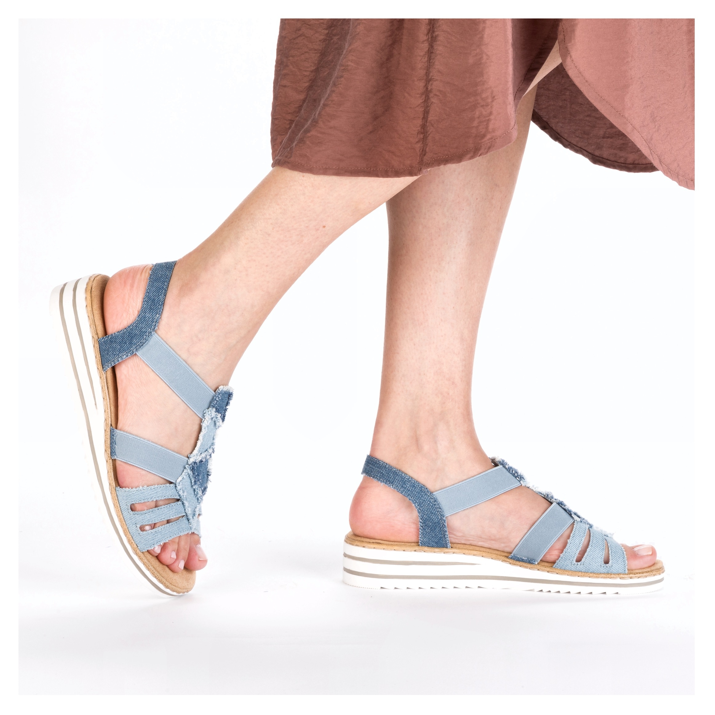 Rieker Keilsandalette, Sommerschuh, Sandale, Plateau, Urlaubschuh mit seitlichen Gummizügen