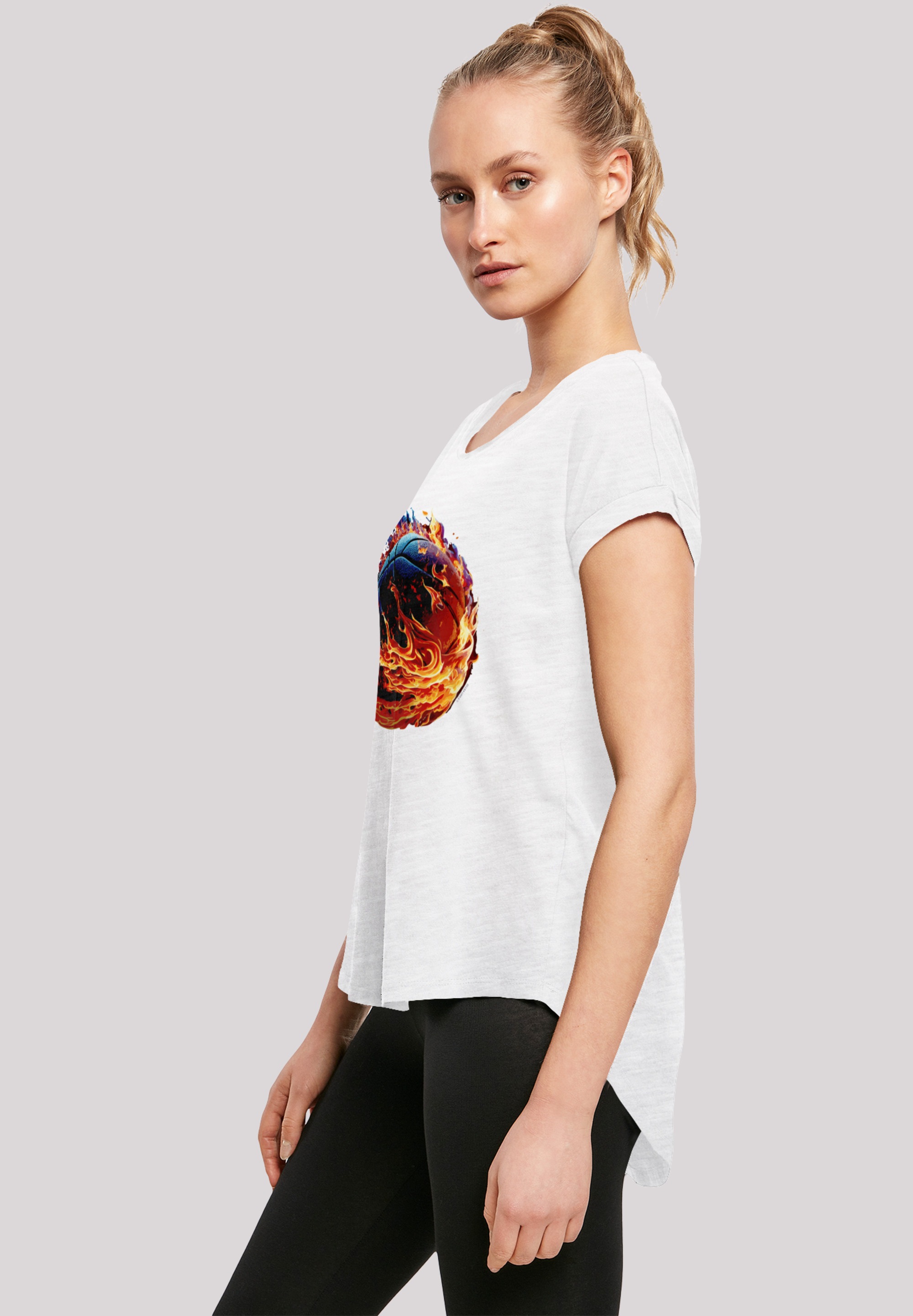 F4NT4STIC T-Shirt »Basketball On Fire Sport LONG« Print