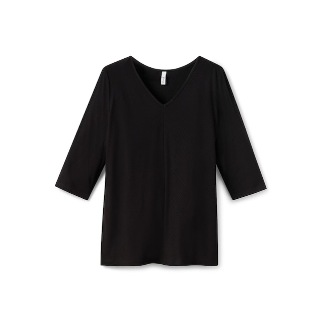 Sheego 3/4-Arm-Shirt »Große Größen«, aus elastischer, strukturierter  Rippware für kaufen | BAUR
