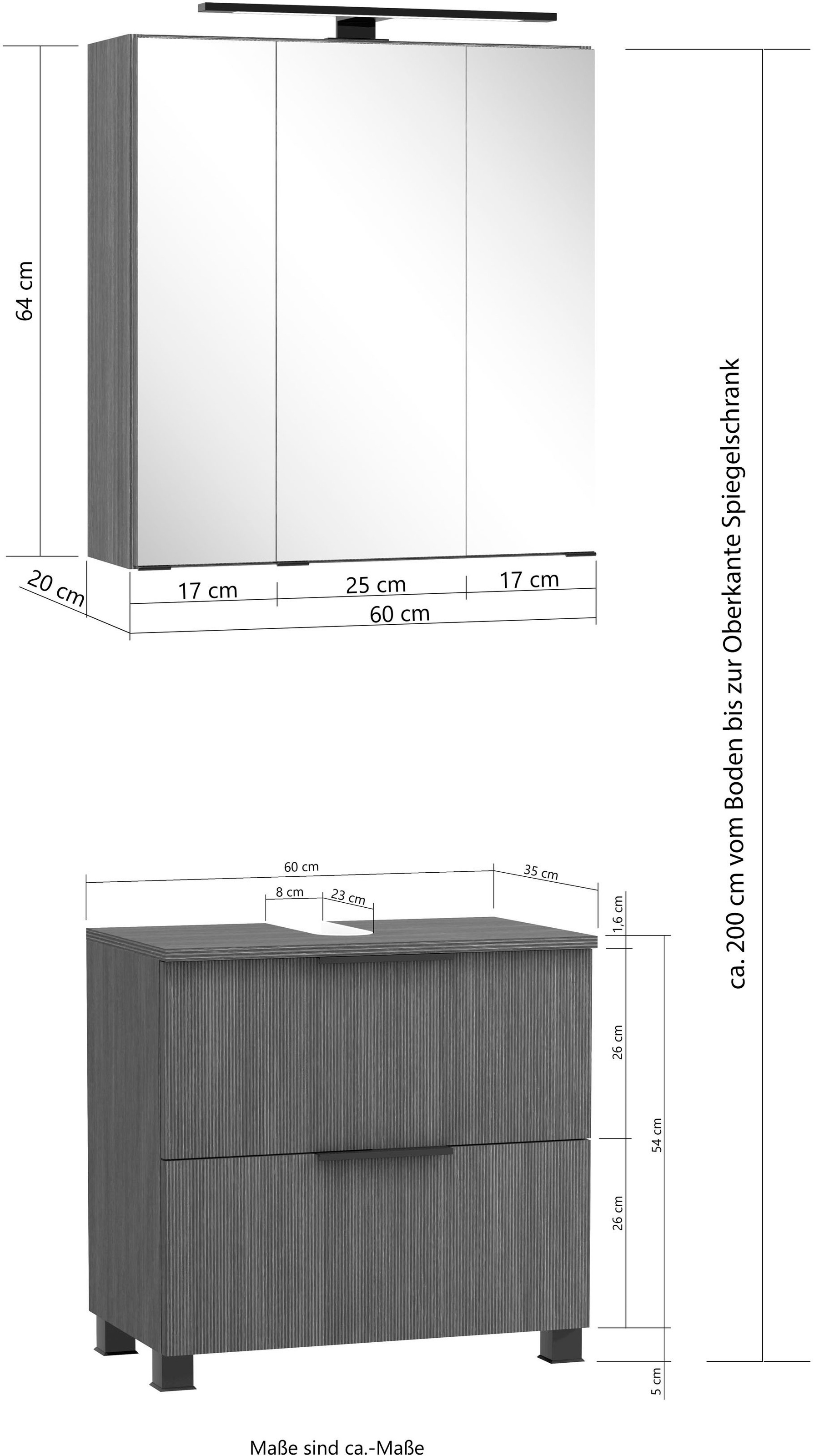 welltime Badmöbel-Set »Welltime, York Unterbecken-Set 2teilig, 60 cm, 1 Klappe, 1 Auszug«