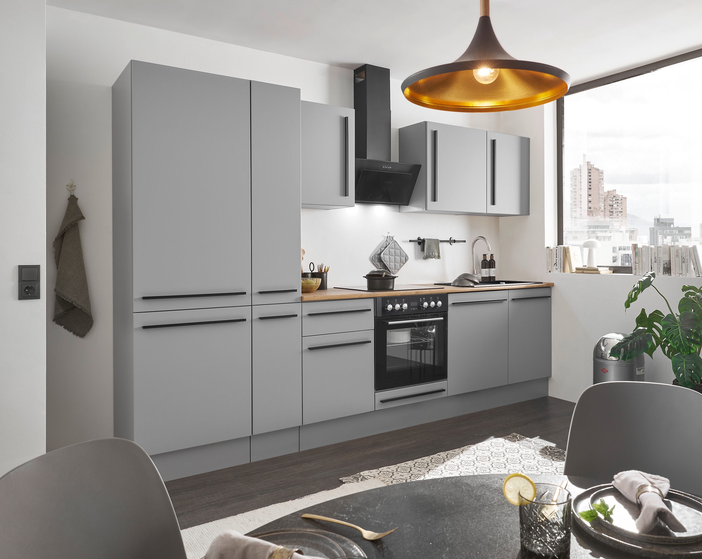 BASIC by Balculina Küchenzeile »Denver, Küche BxHxT 310 x 211 x 60«, Breite 310 cm, wahlweise mit E-Geräten und Induktion