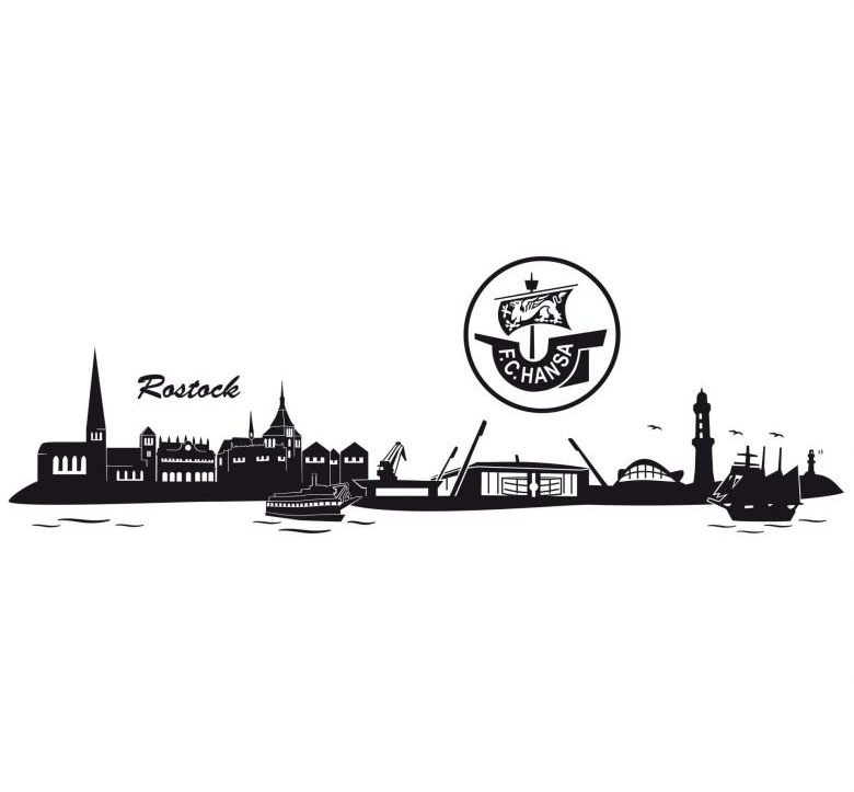 Wall-Art Wandtattoo St.) BAUR bestellen Rostock (1 + »Hansa | Logo«, Skyline
