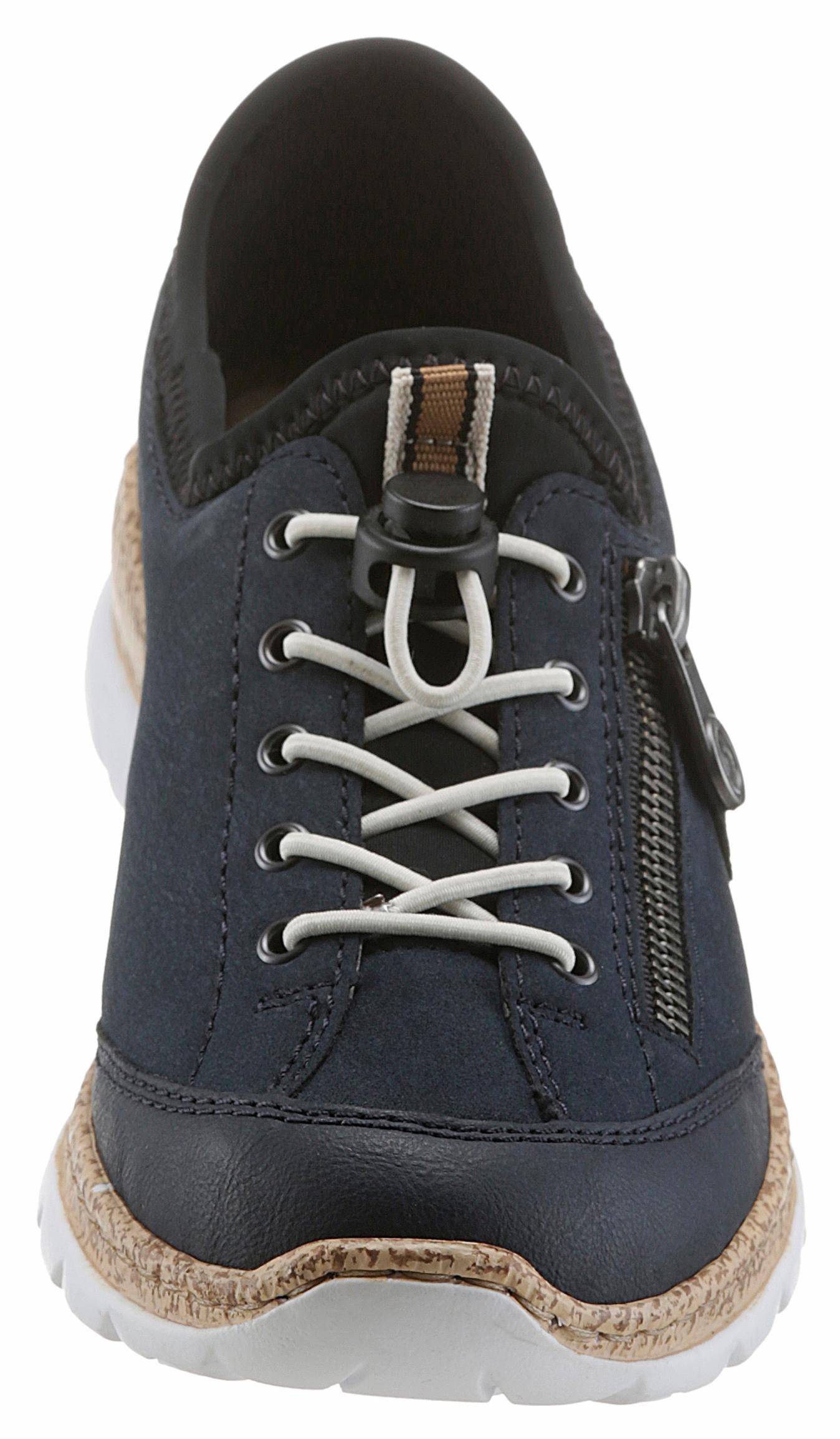Slip-On Sneaker RIEKER, Damen, Gr. 39, blau (marine), Nubuklederimitat, Textil, Schuhe Sneaker, Slipper, Schlupfschuh mit Außenreißverschluss, Topseller 3