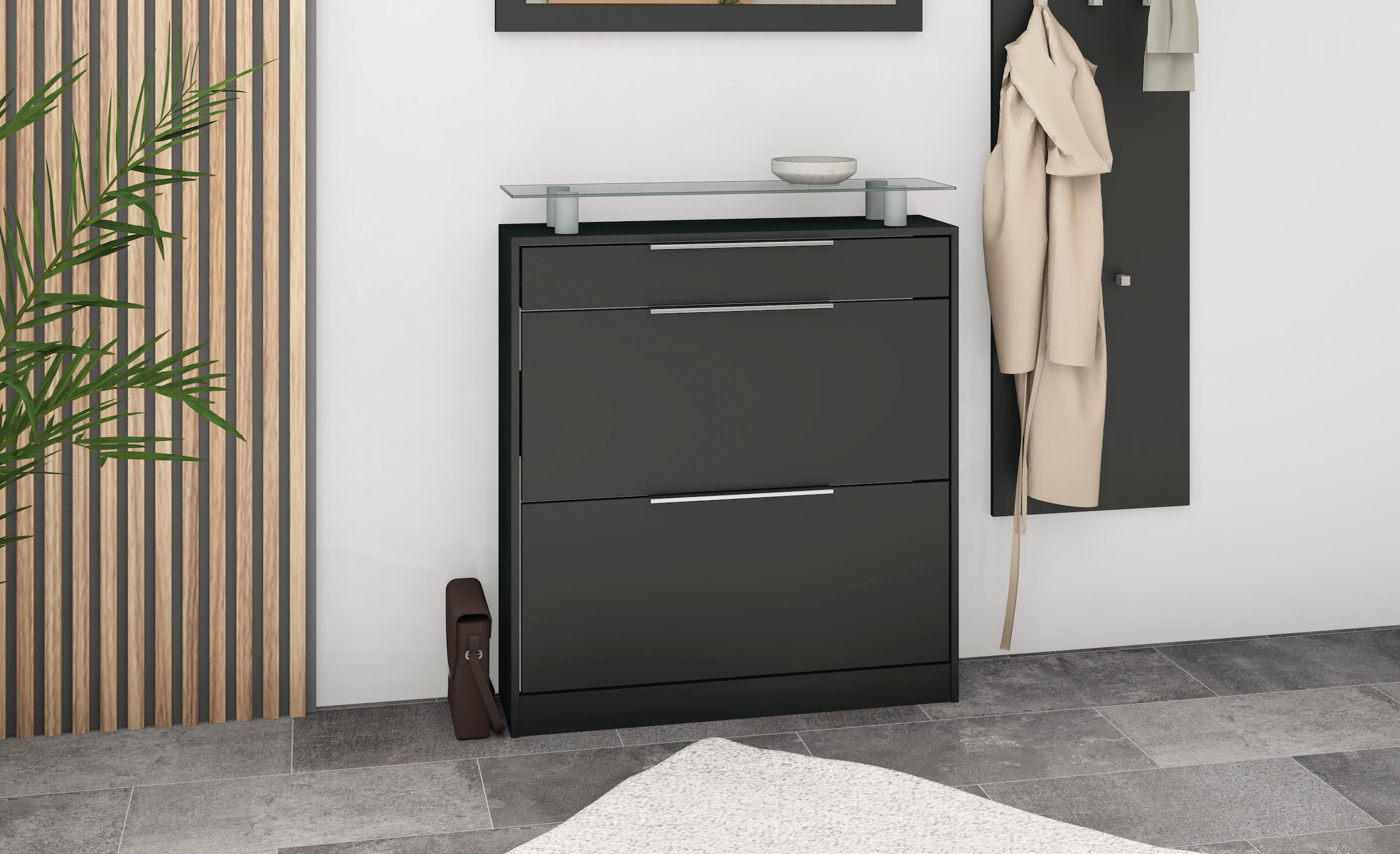 borchardt Möbel Schuhschrank »Oliva«, Breite 89 cm, stehend, mit 2 Doppeltrommeln und 1 Schubkasten