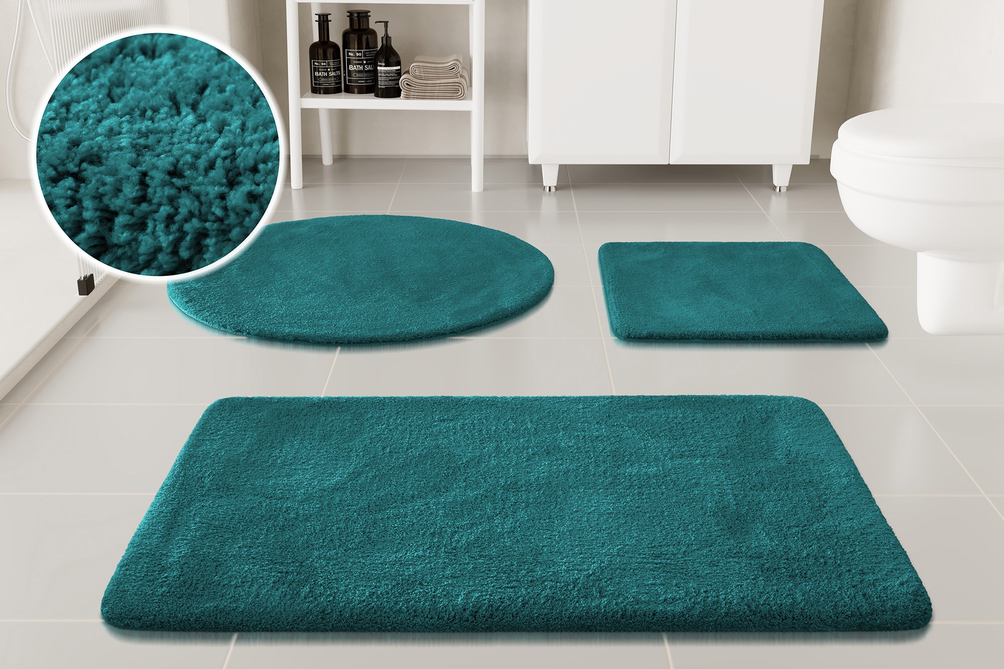 my home Badematte »Neele«, rutschhemmend beschichtet, schnell trocknend, Badteppich, getuftet, modern, Uni, antirutsch, flauschig, hochflor