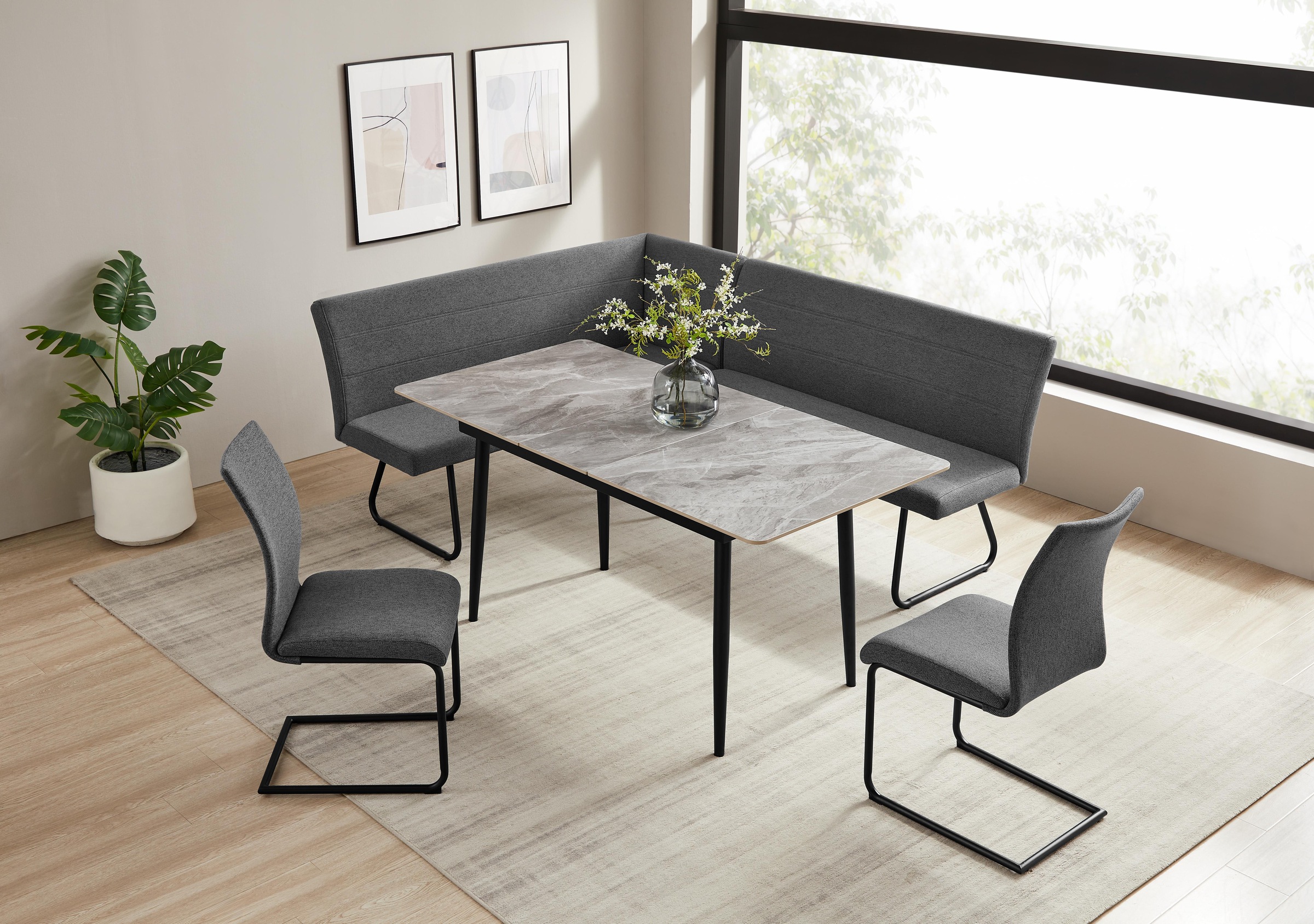 OTTO home Eckbankgruppe "Stevian" Set, 1 ausziehbarer Esstisch + 1 Eckbank günstig online kaufen